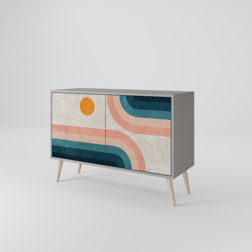 TWO HALVES Sideboard mit 2 Türen in Grau