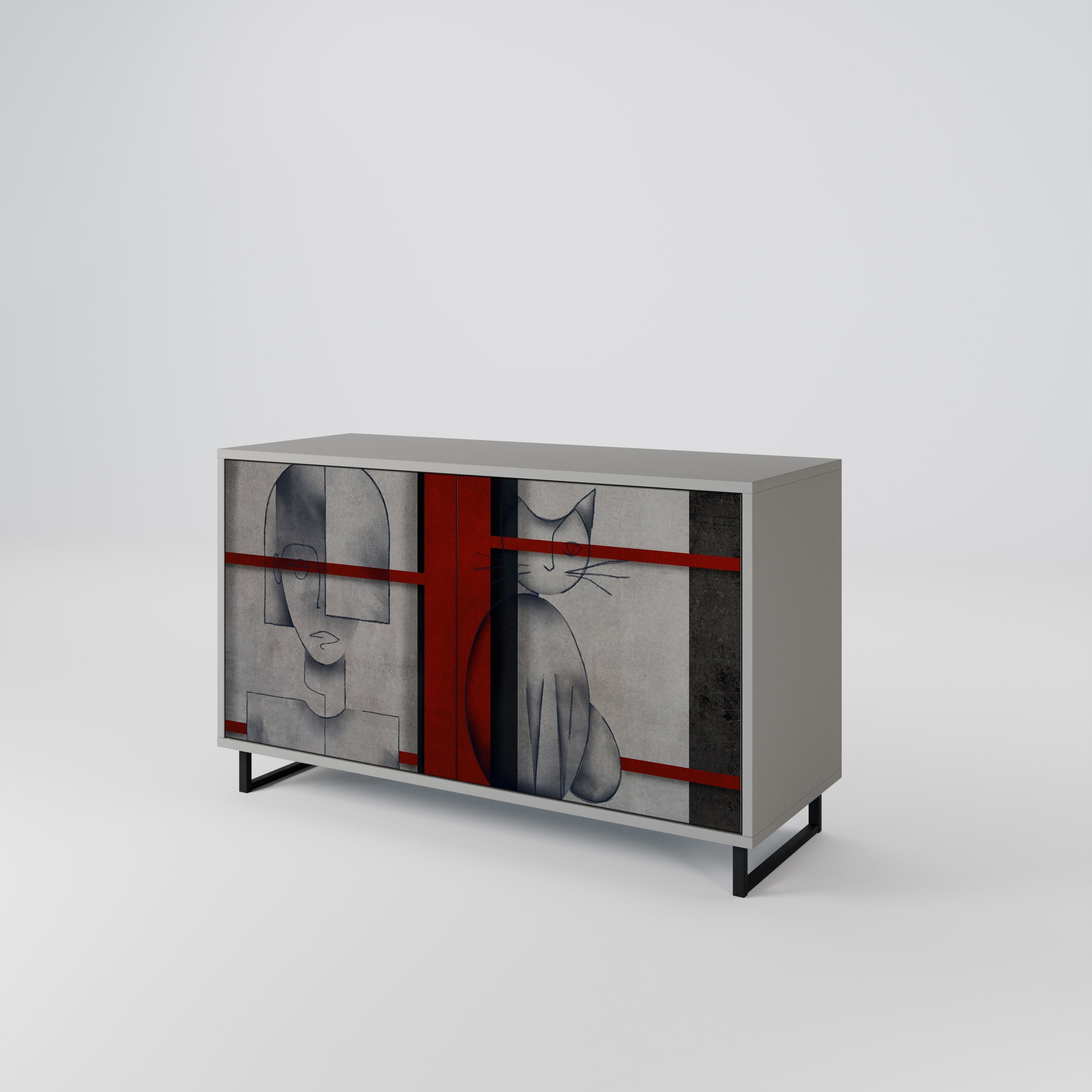 GRAY FIGURES Sideboard mit 2 Türen in Grau