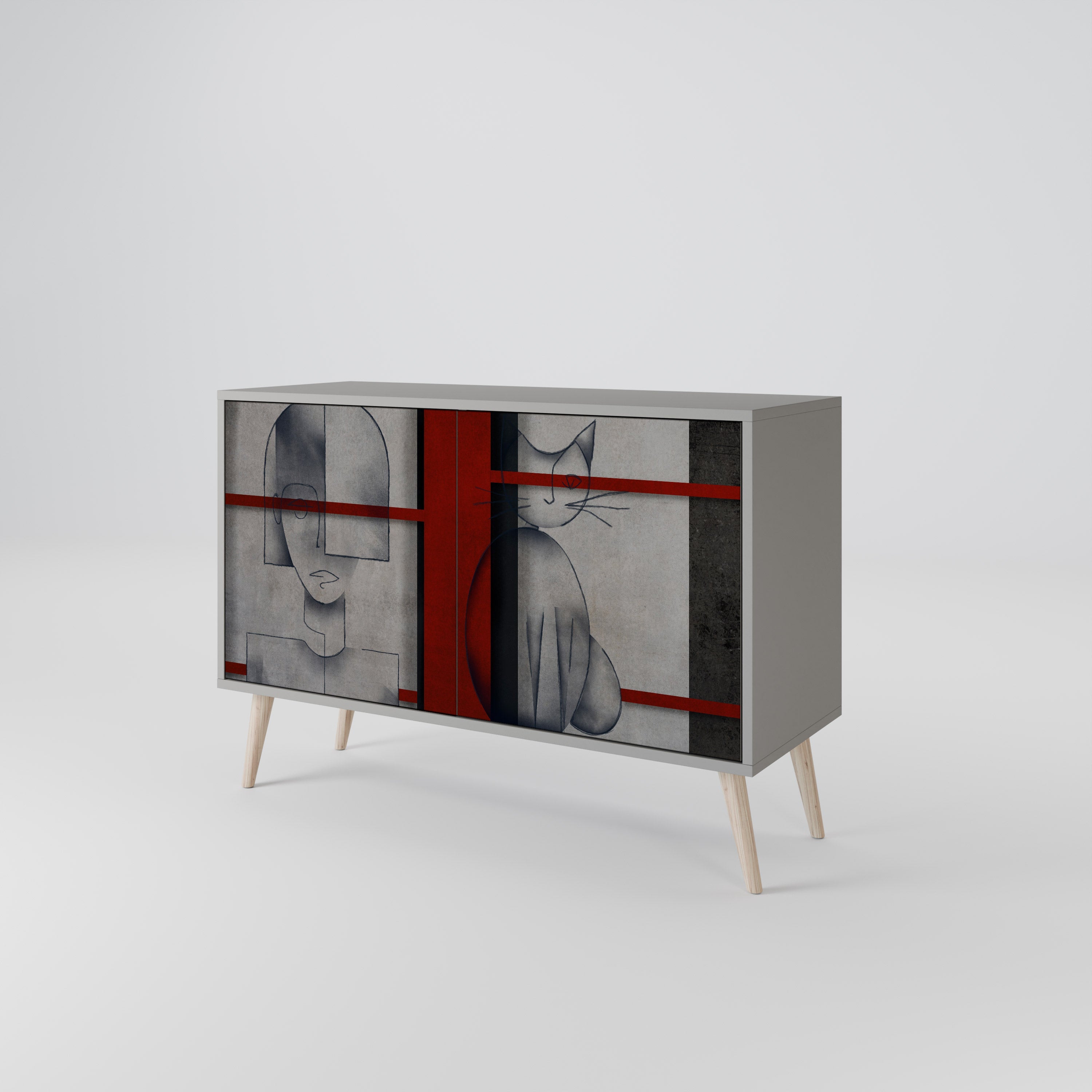 GRAY FIGURES Sideboard mit 2 Türen in Grau