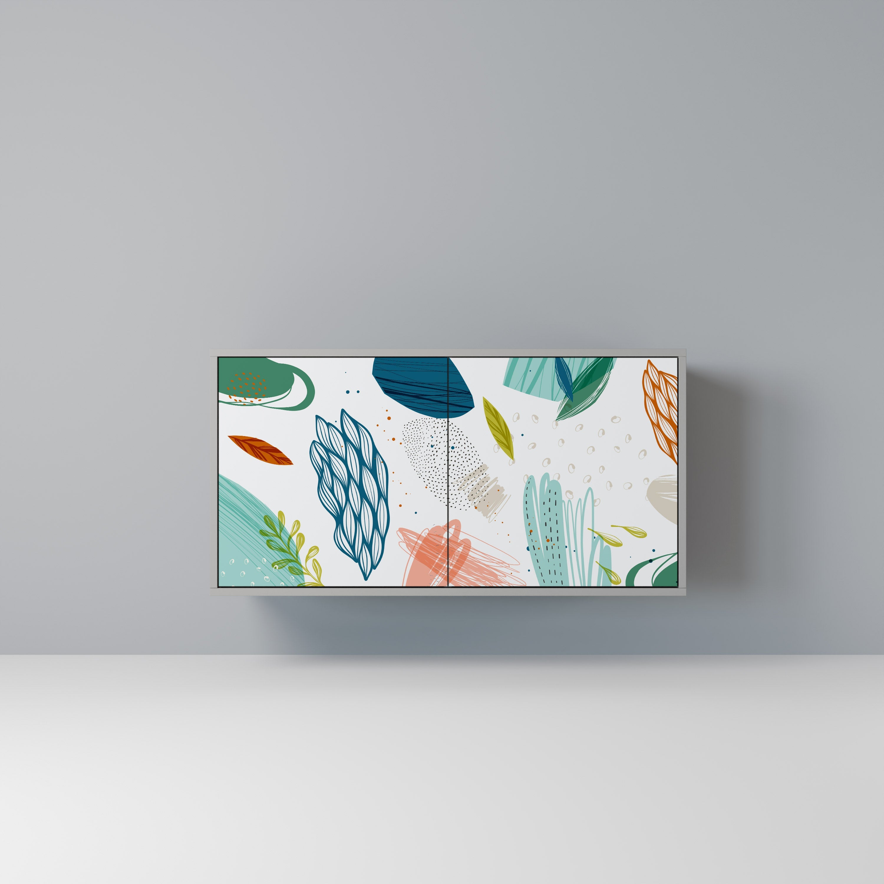 BOTANICAL HURRICANE Sideboard mit 2 Türen in Grau
