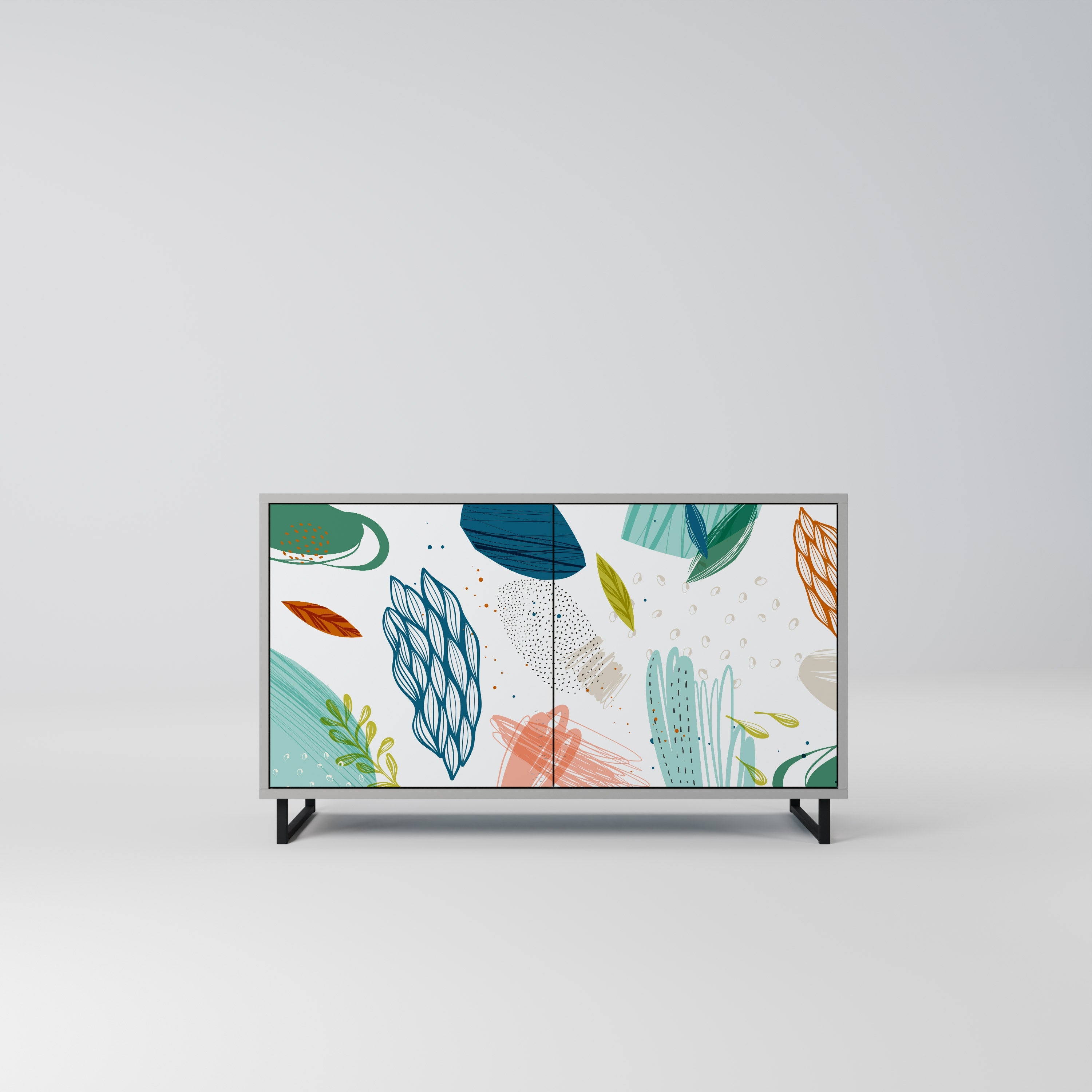 BOTANICAL HURRICANE Sideboard mit 2 Türen in Grau