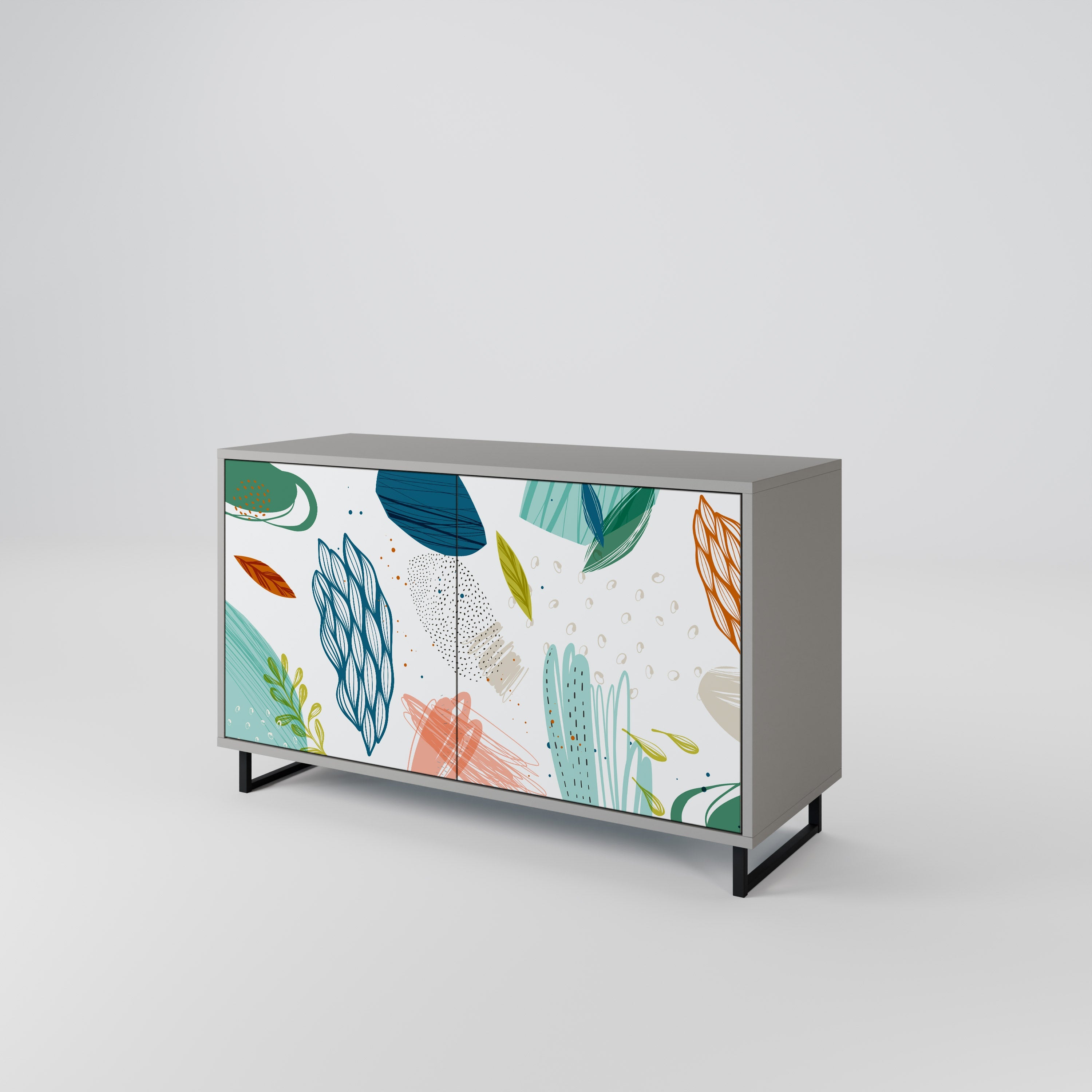 BOTANICAL HURRICANE Sideboard mit 2 Türen in Grau