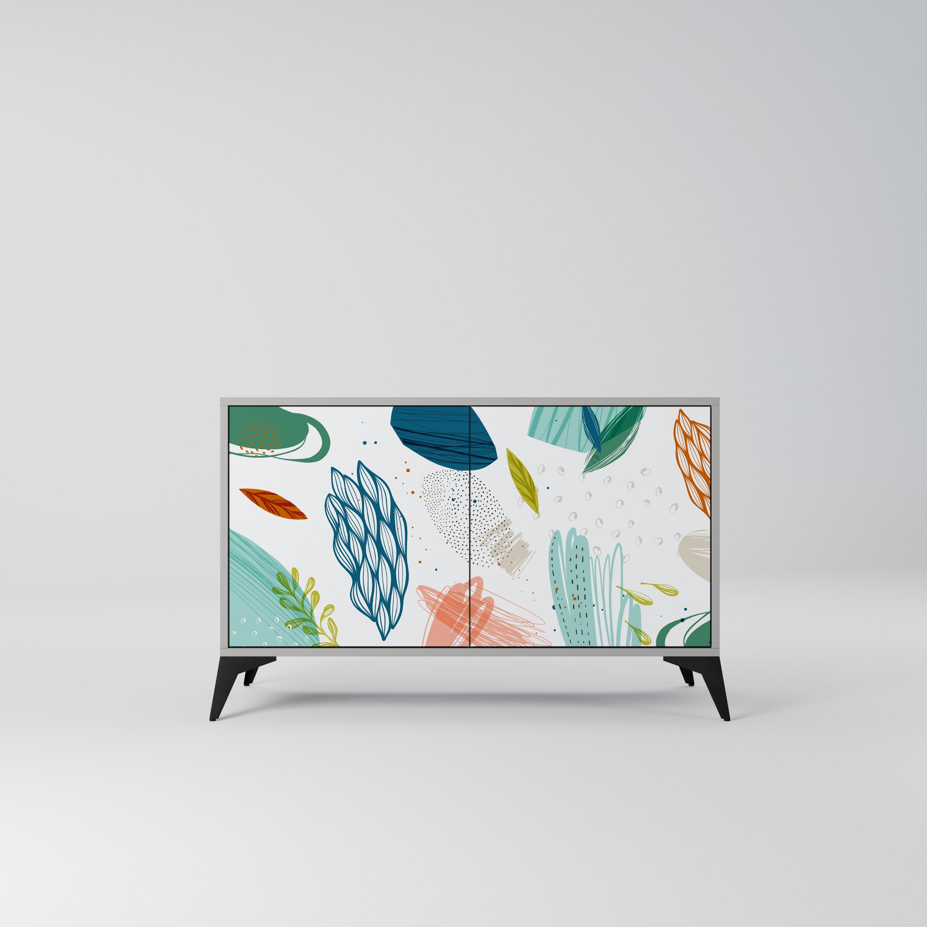 BOTANICAL HURRICANE Sideboard mit 2 Türen in Grau