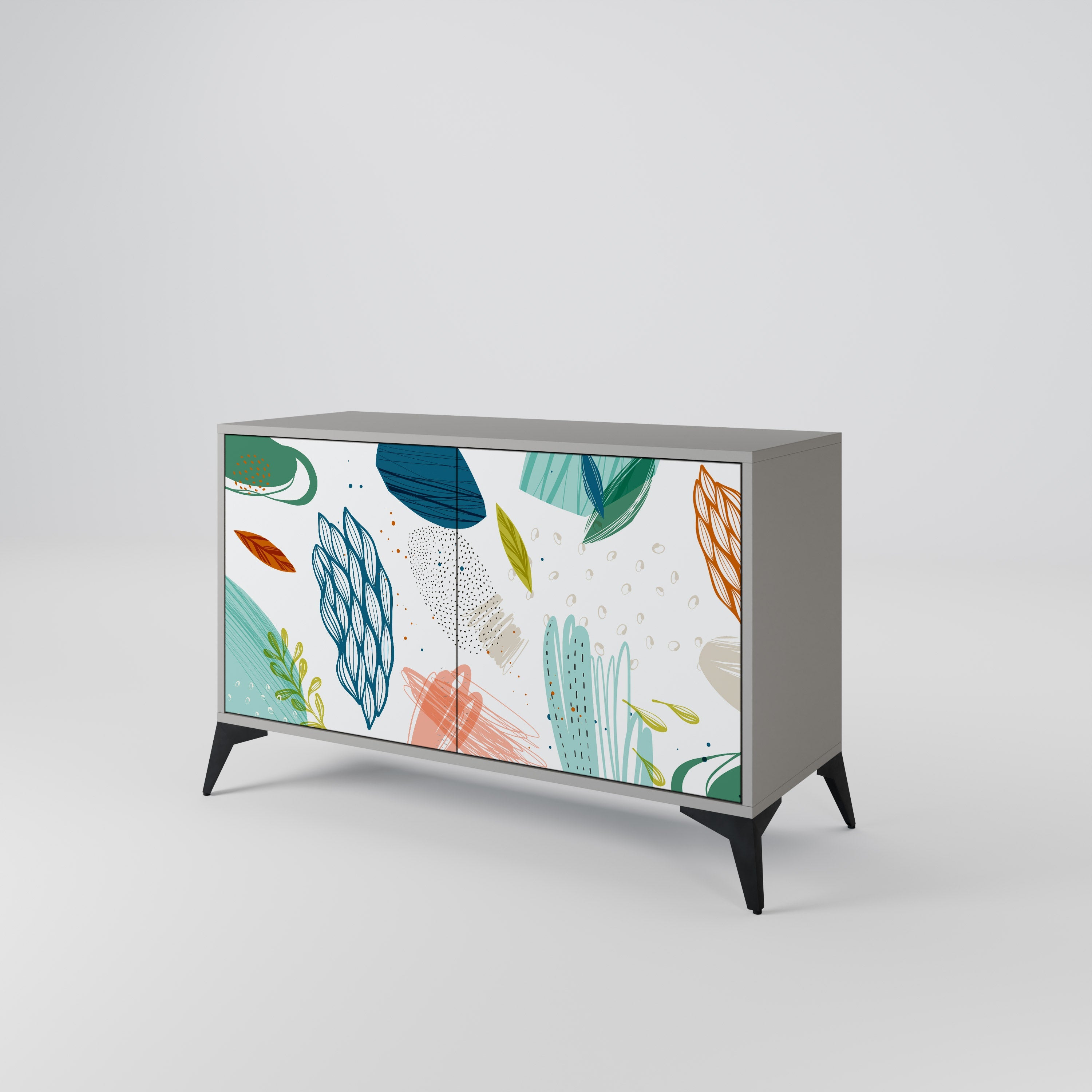 BOTANICAL HURRICANE Sideboard mit 2 Türen in Grau