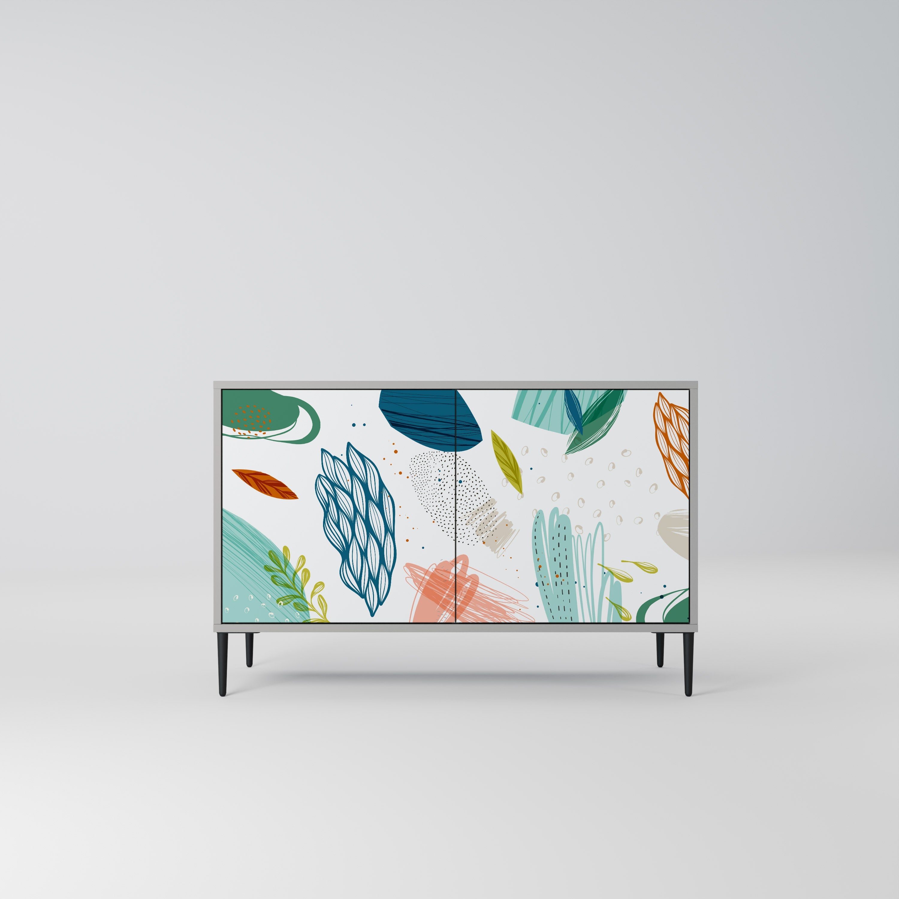 BOTANICAL HURRICANE Sideboard mit 2 Türen in Grau