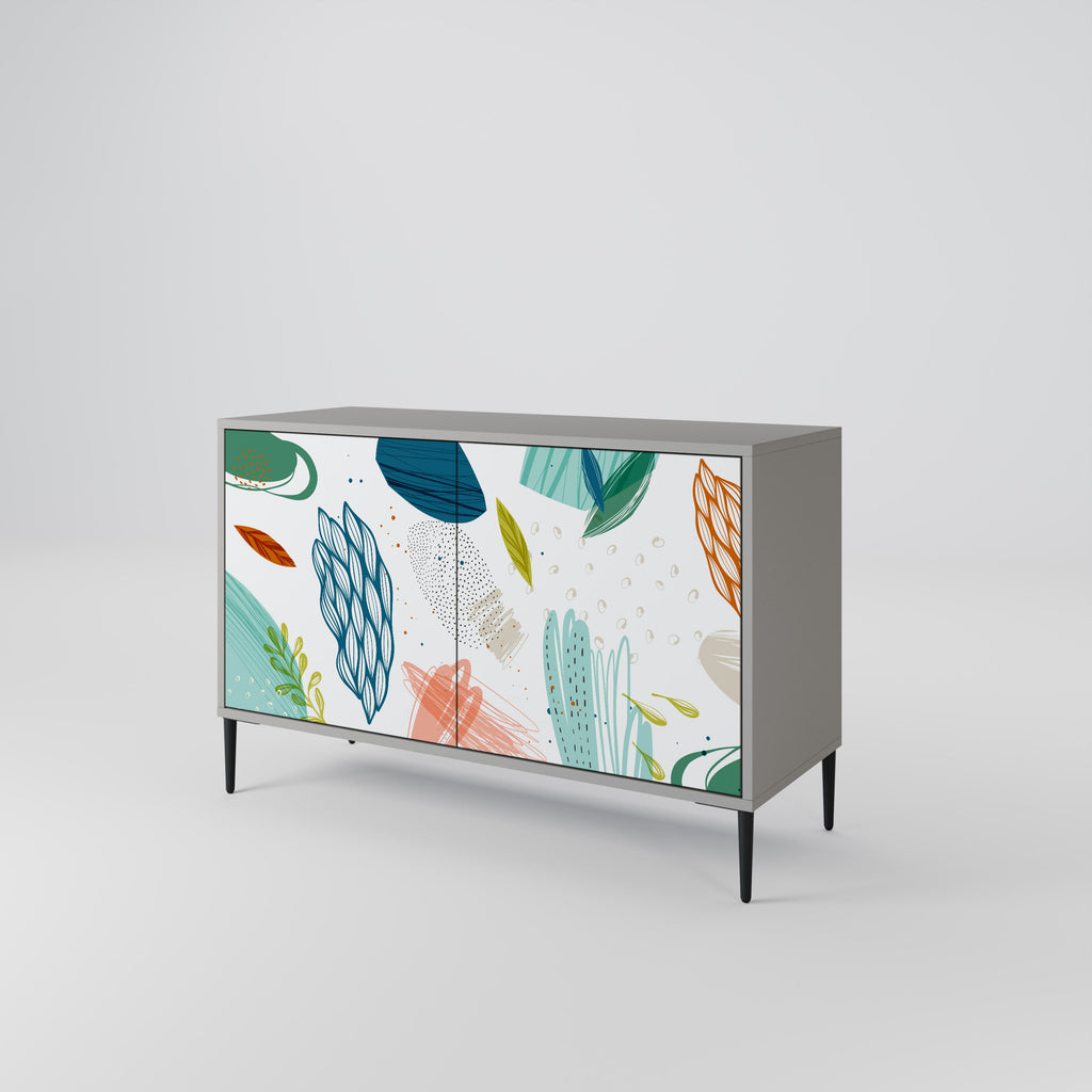 BOTANICAL HURRICANE Sideboard mit 2 Türen in Grau