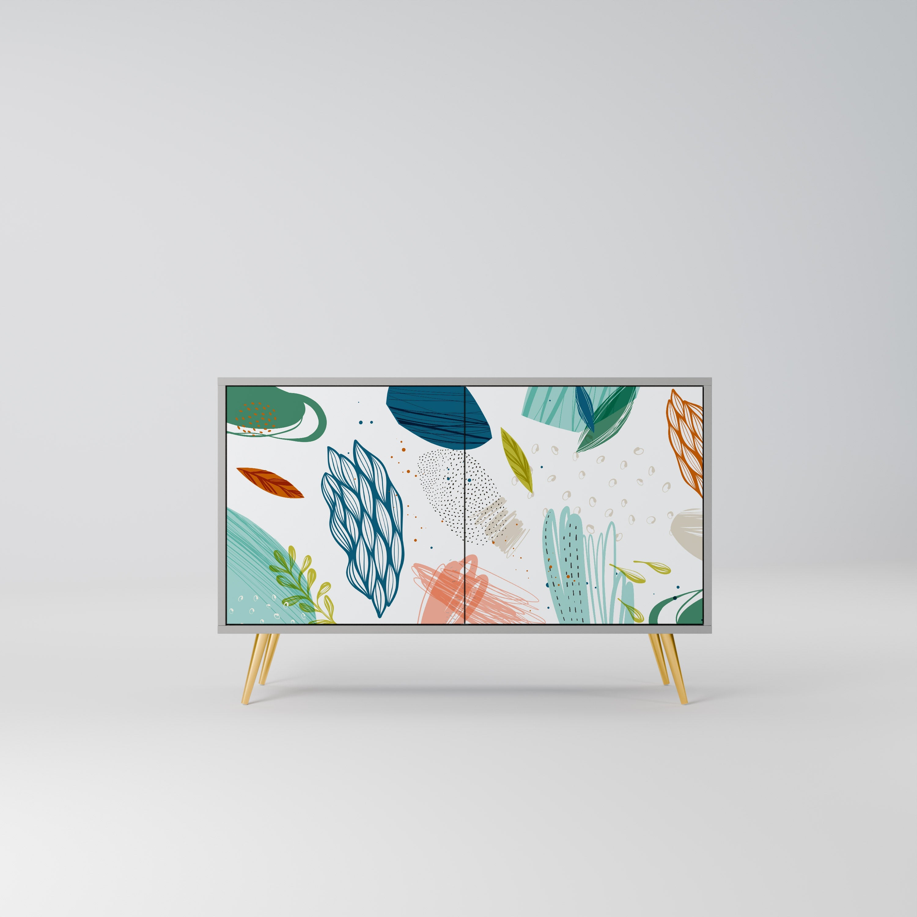 BOTANICAL HURRICANE Sideboard mit 2 Türen in Grau