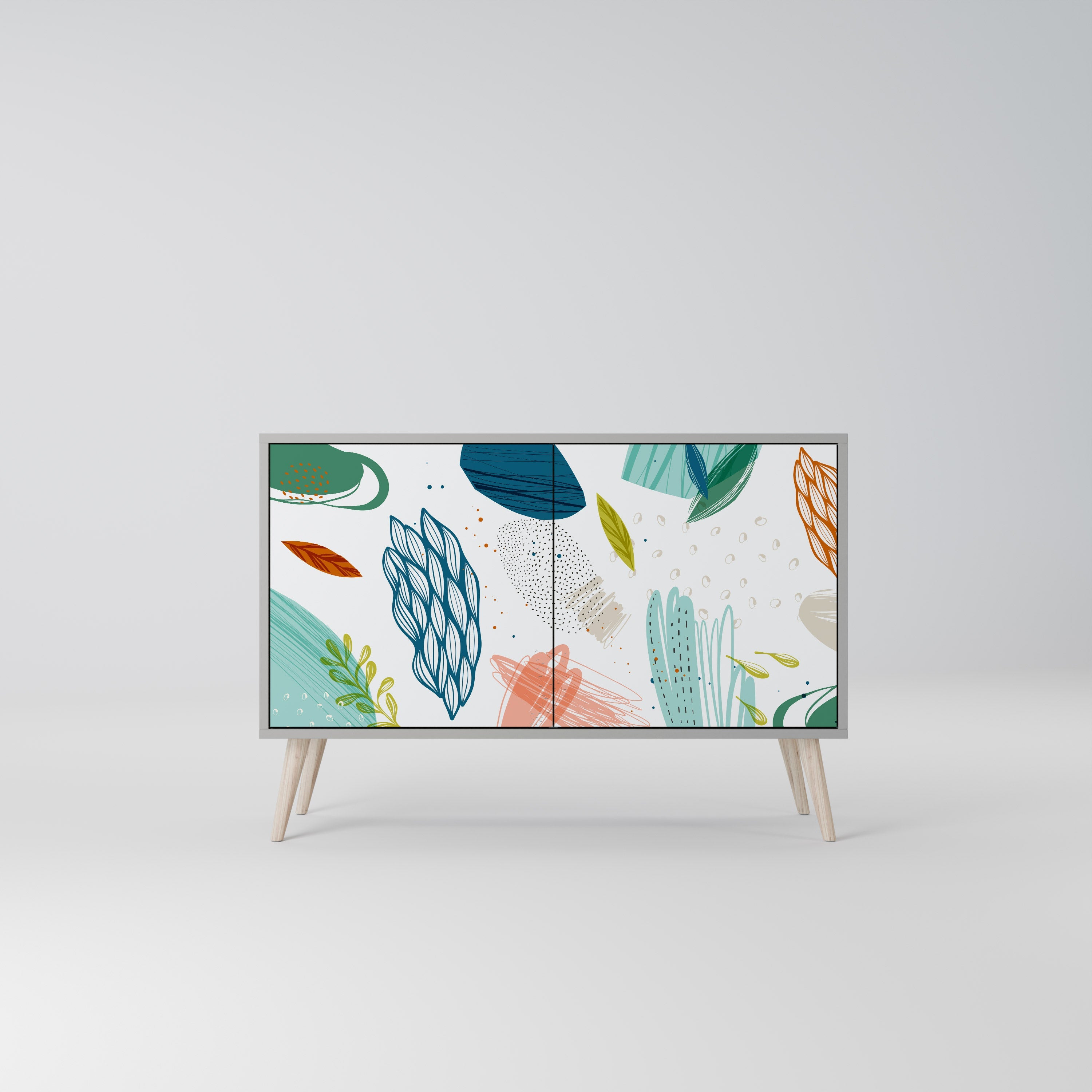BOTANICAL HURRICANE Sideboard mit 2 Türen in Grau