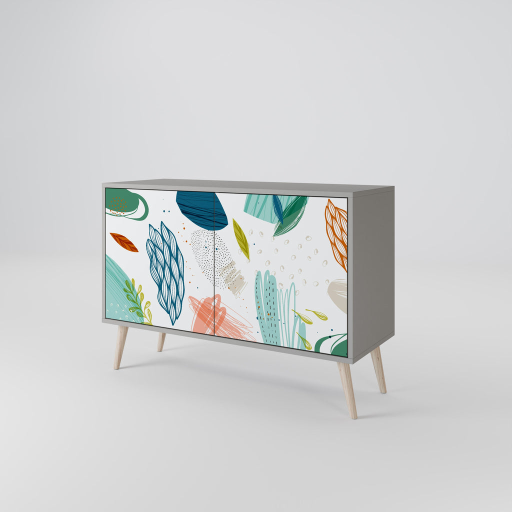 BOTANICAL HURRICANE Sideboard mit 2 Türen in Grau