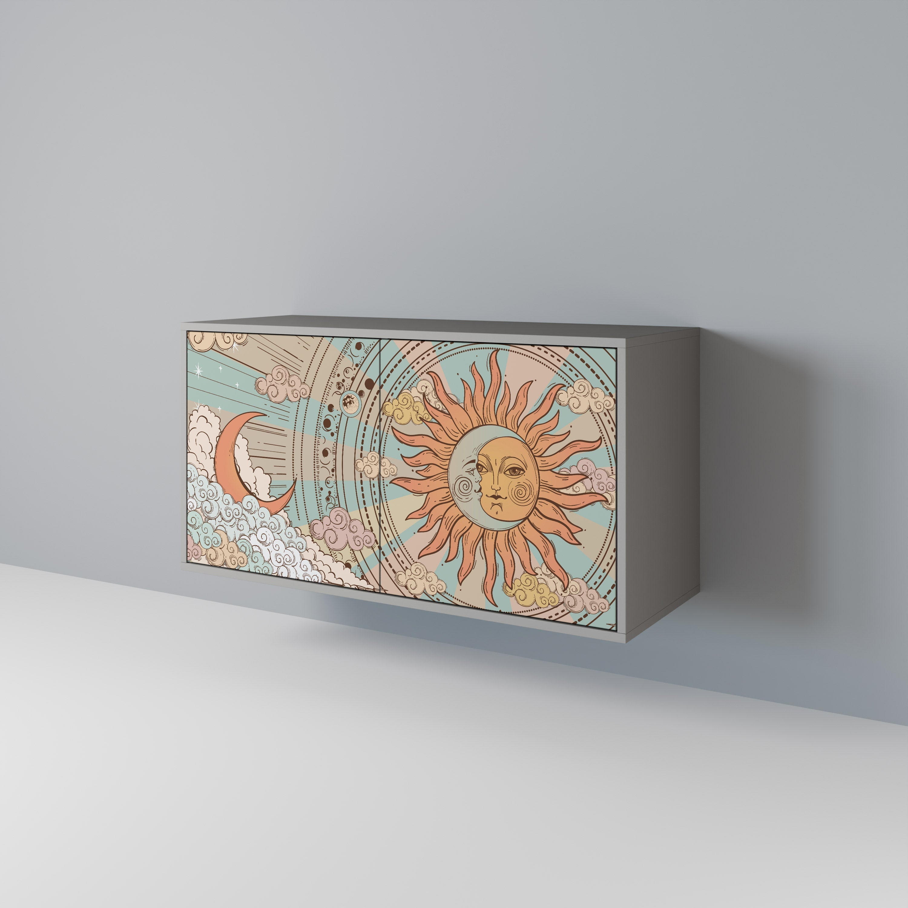 MYSTICAL STRUCTURE Sideboard mit 2 Türen in Grau