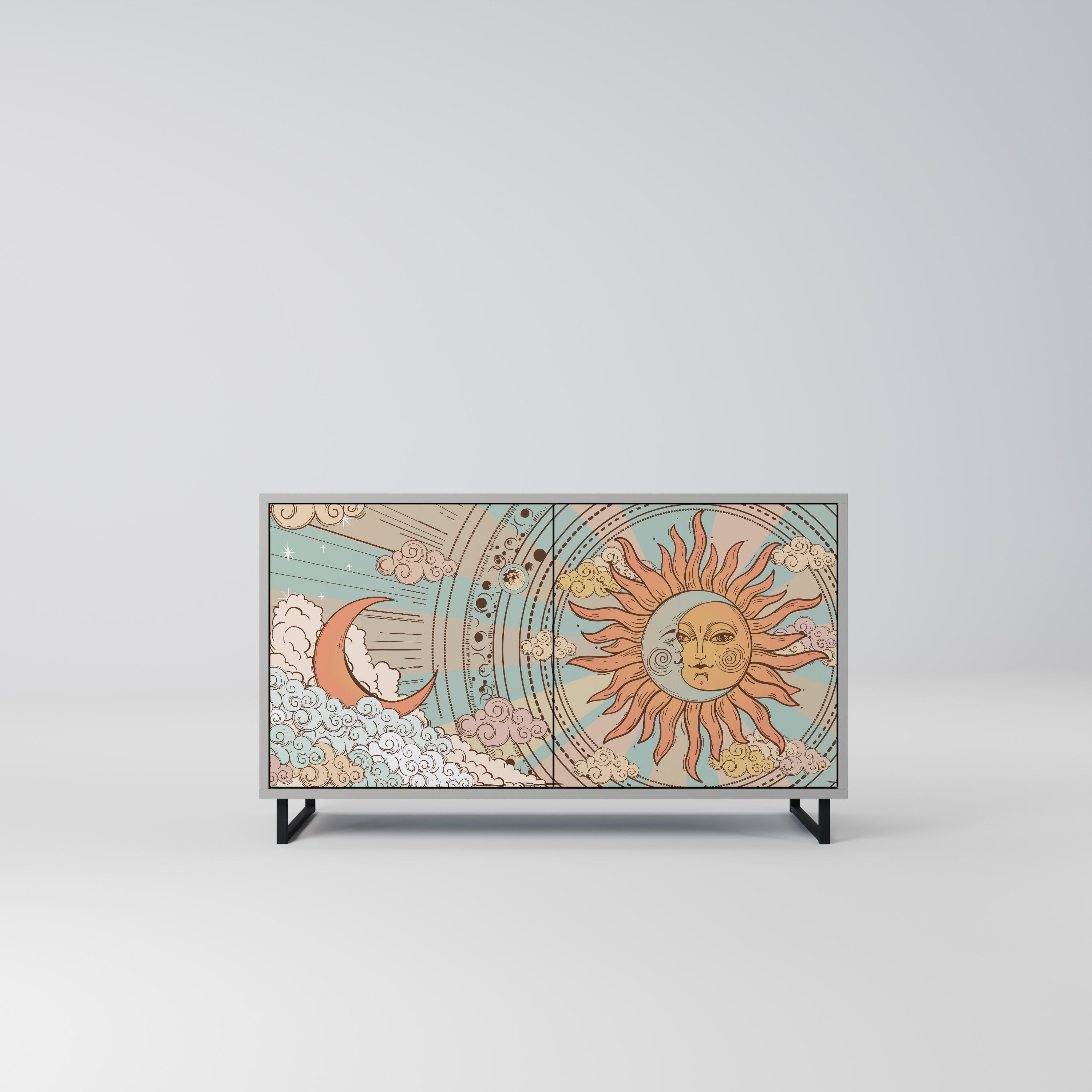 MYSTICAL STRUCTURE Sideboard mit 2 Türen in Grau
