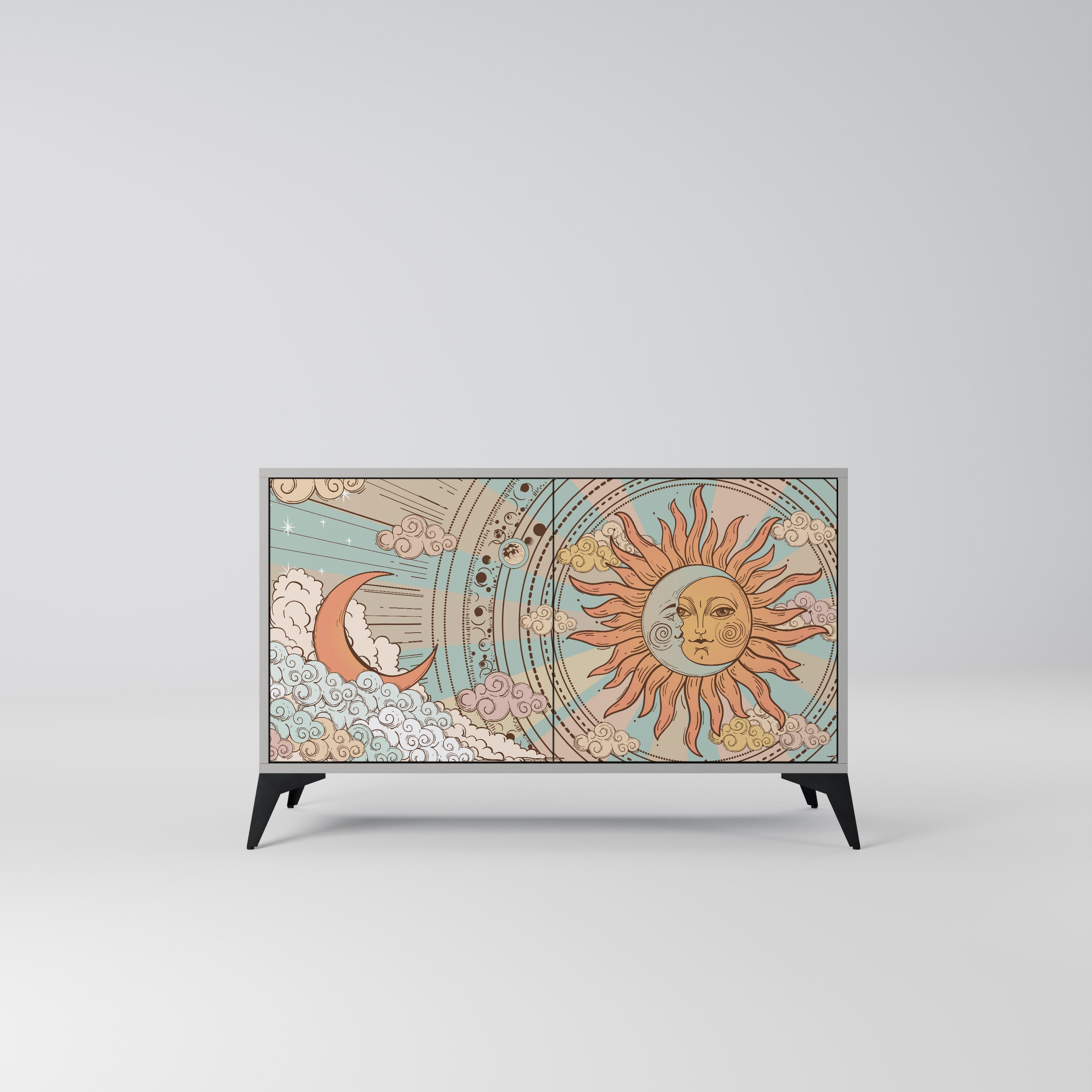 MYSTICAL STRUCTURE Sideboard mit 2 Türen in Grau