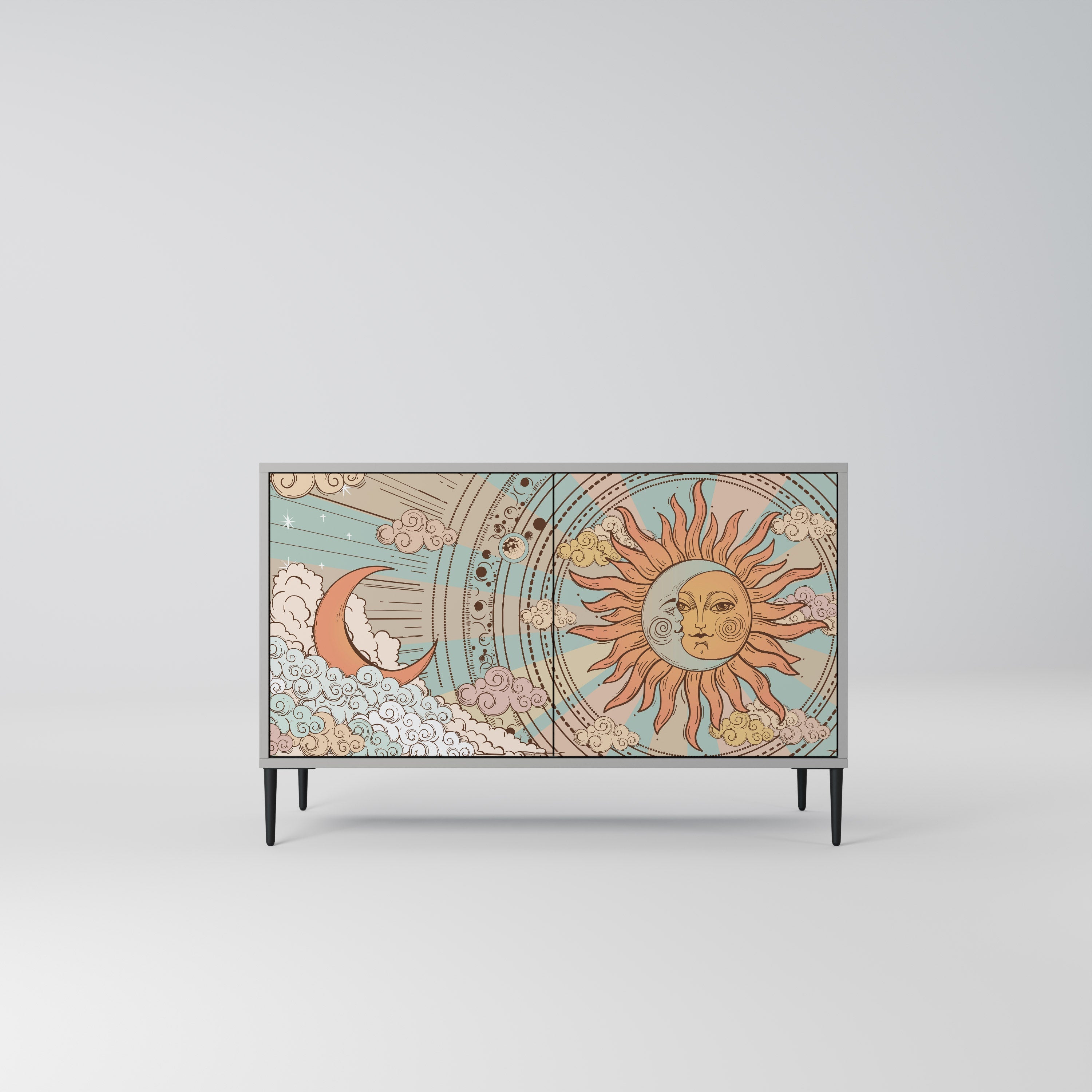 MYSTICAL STRUCTURE Sideboard mit 2 Türen in Grau