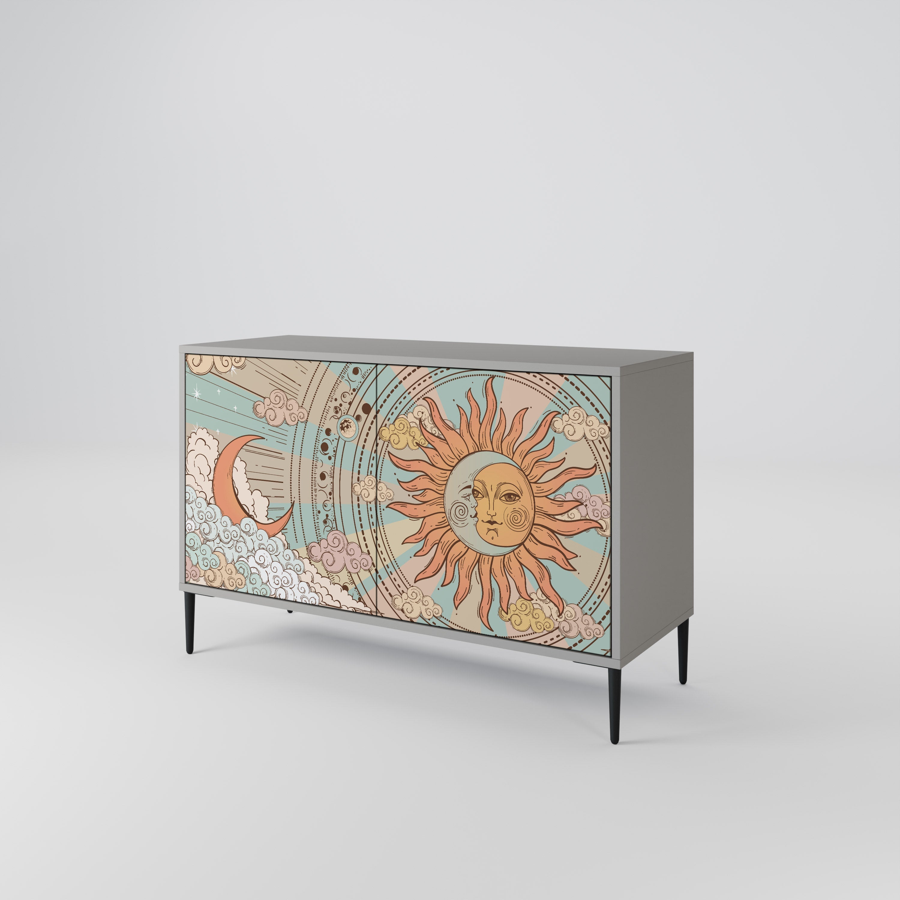 MYSTICAL STRUCTURE Sideboard mit 2 Türen in Grau