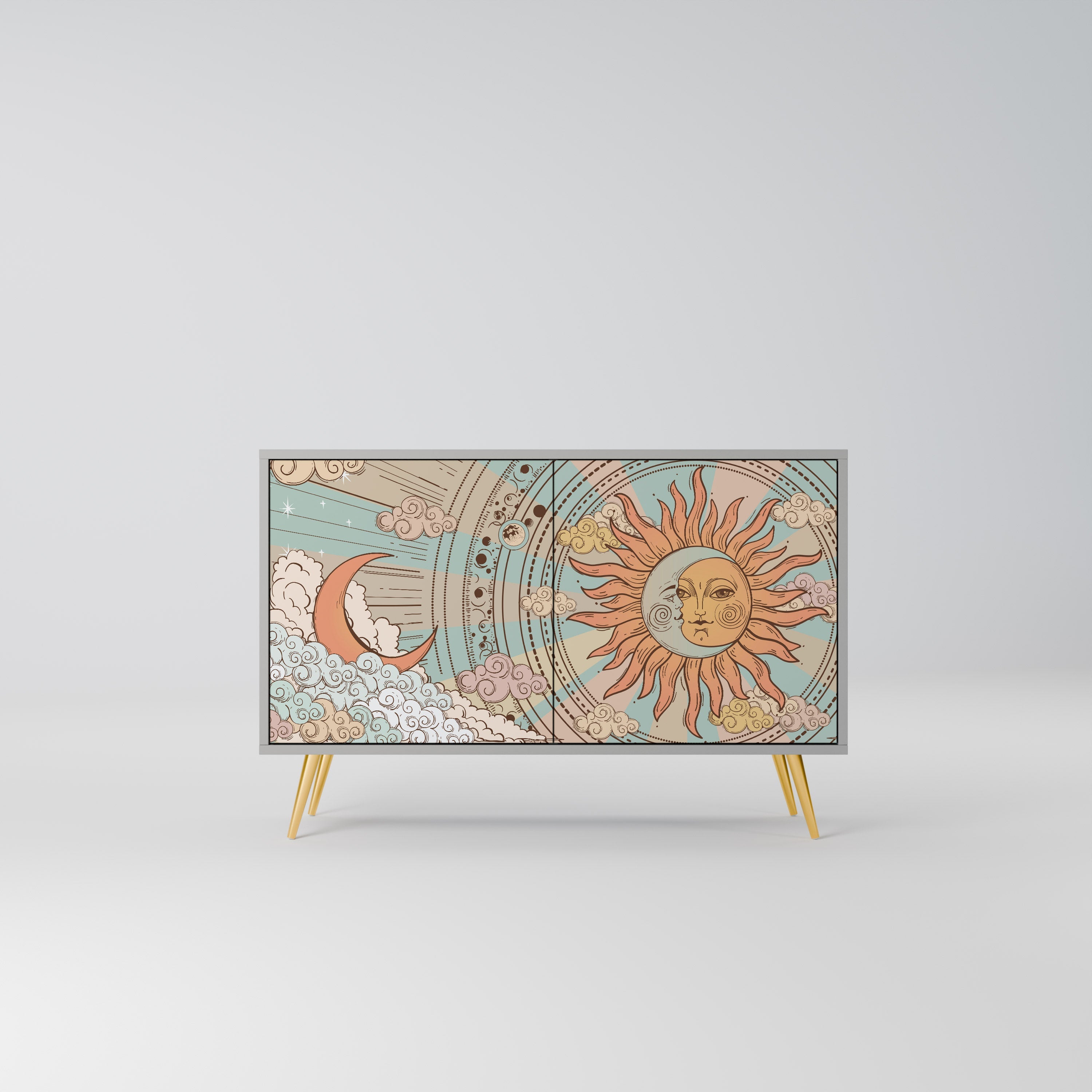 MYSTICAL STRUCTURE Sideboard mit 2 Türen in Grau