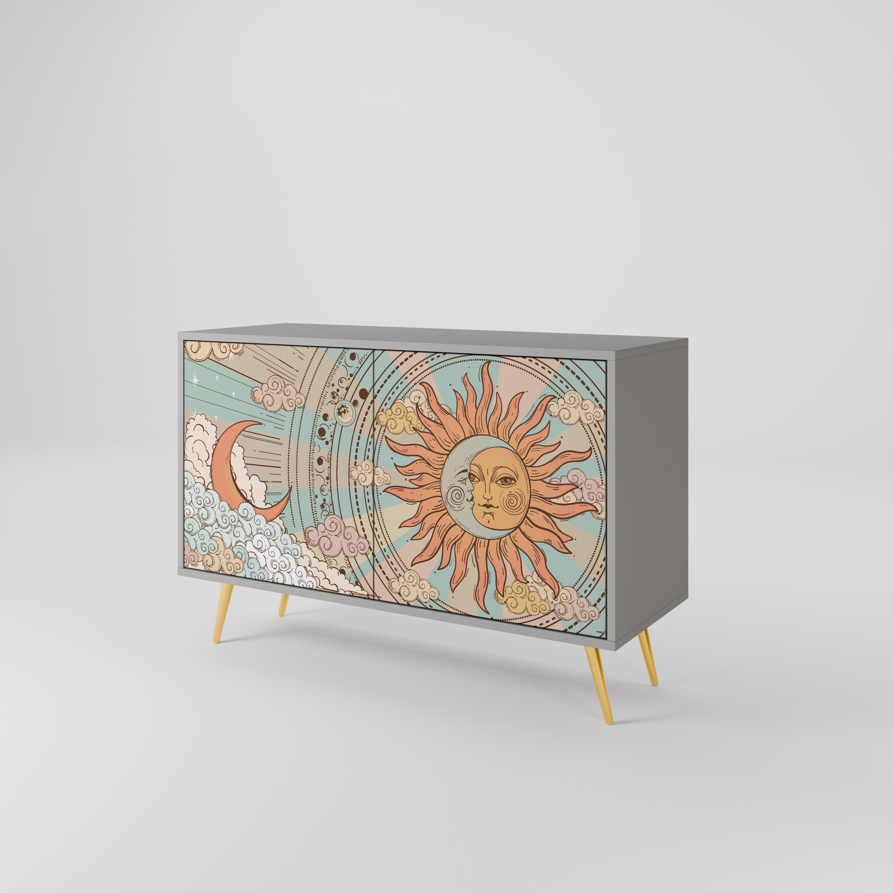 MYSTICAL STRUCTURE Sideboard mit 2 Türen in Grau