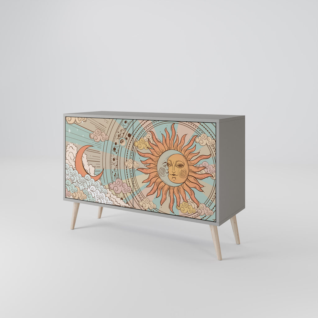 MYSTICAL STRUCTURE Sideboard mit 2 Türen in Grau