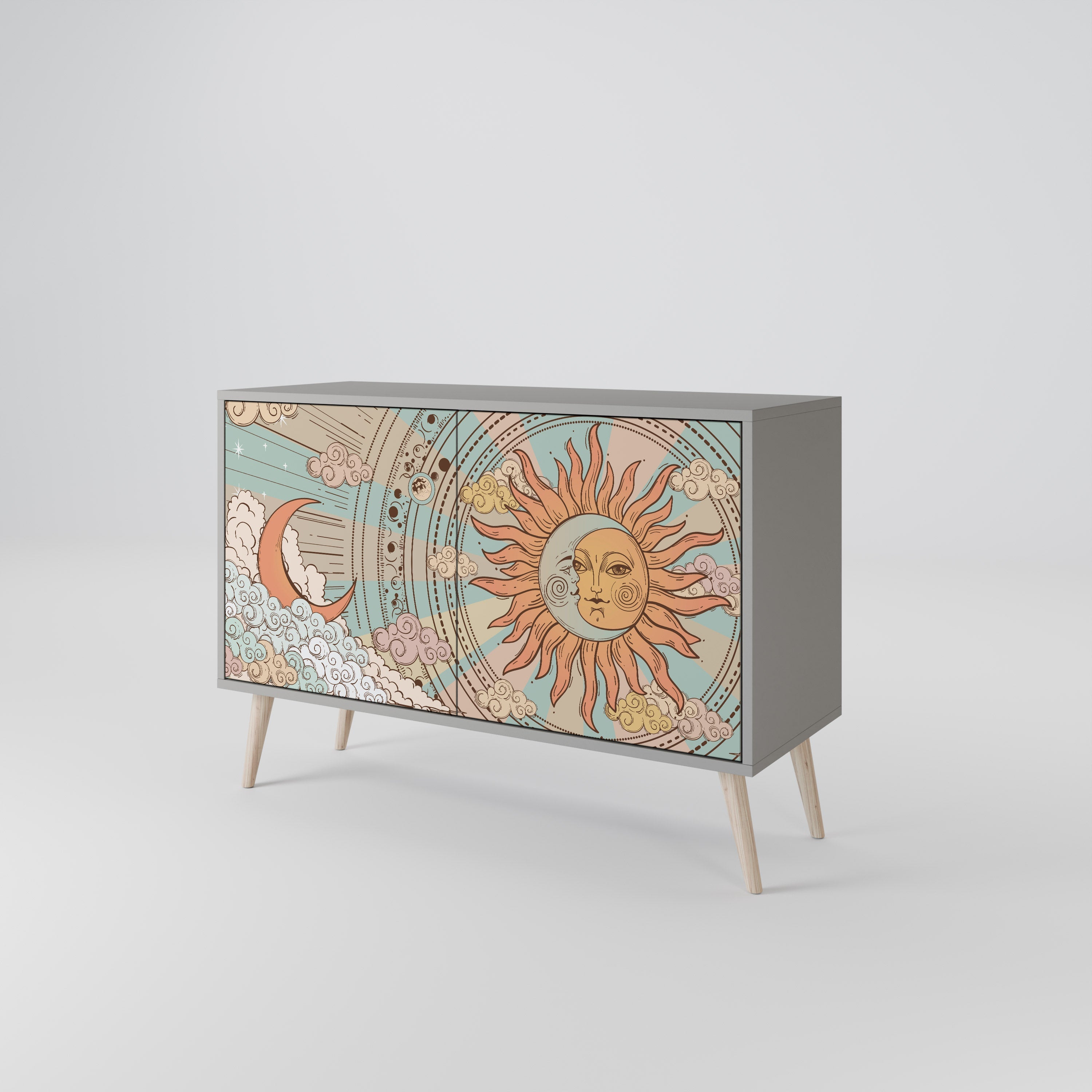 MYSTICAL STRUCTURE Sideboard mit 2 Türen in Grau