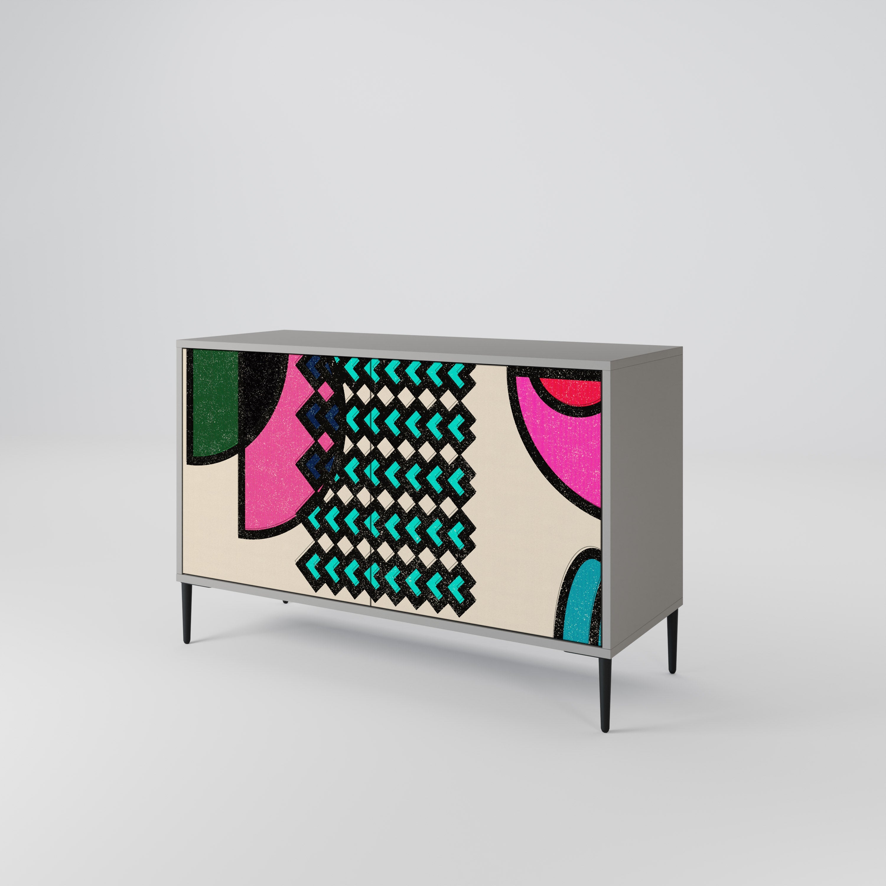 GEOMETRIC RHAPSODY Sideboard mit 2 Türen in Grau