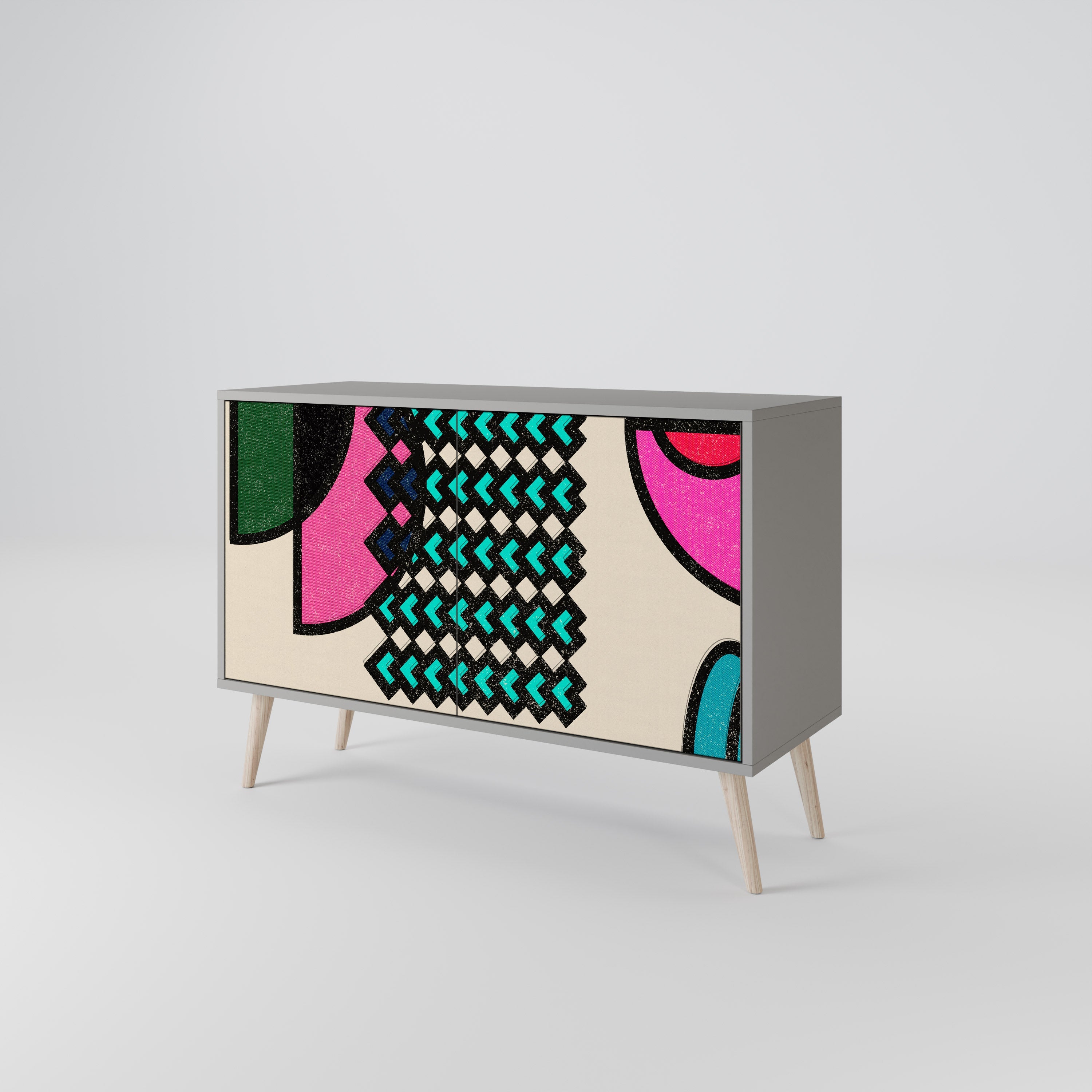 GEOMETRIC RHAPSODY Sideboard mit 2 Türen in Grau