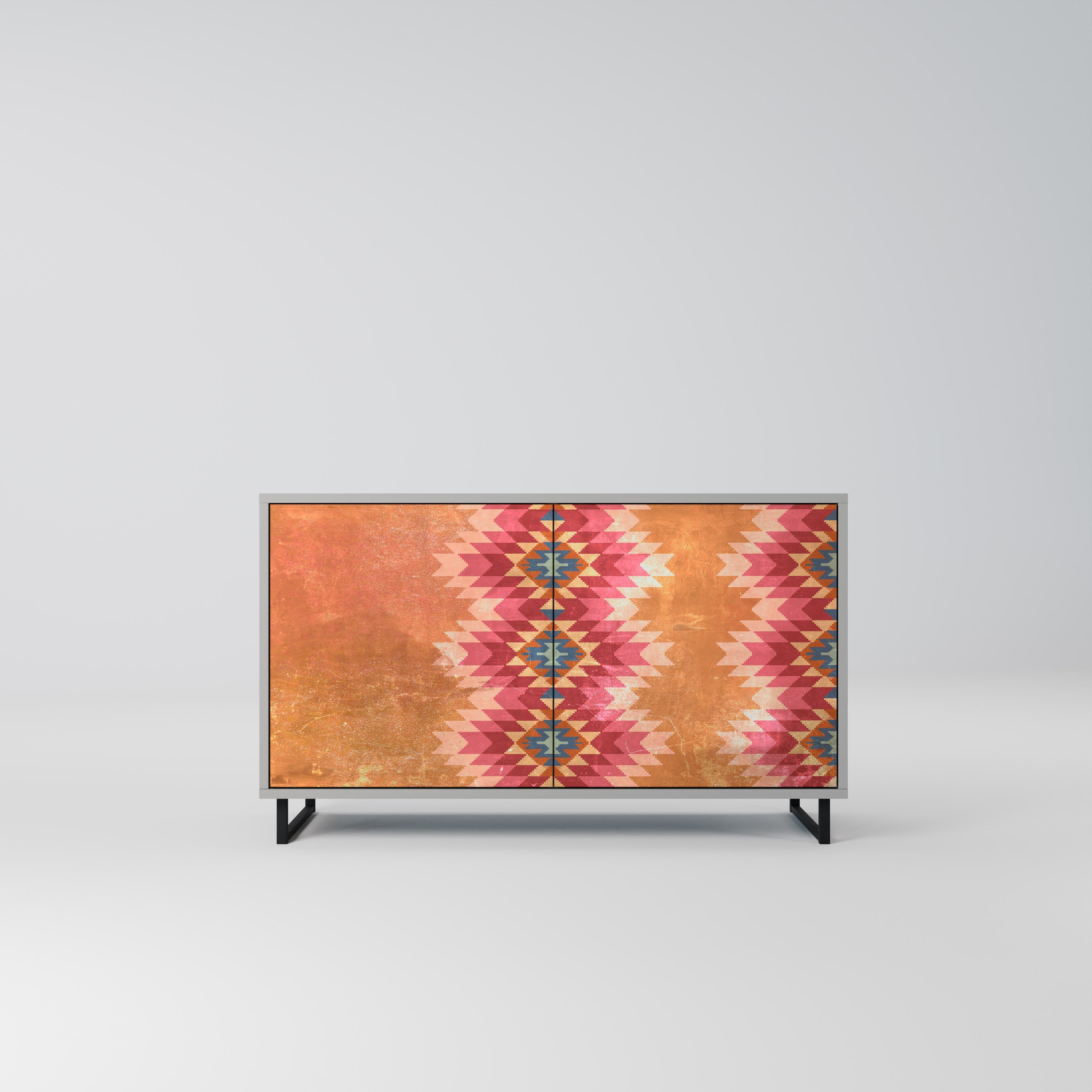 INDIAN FOLK Sideboard mit 2 Türen in Grau