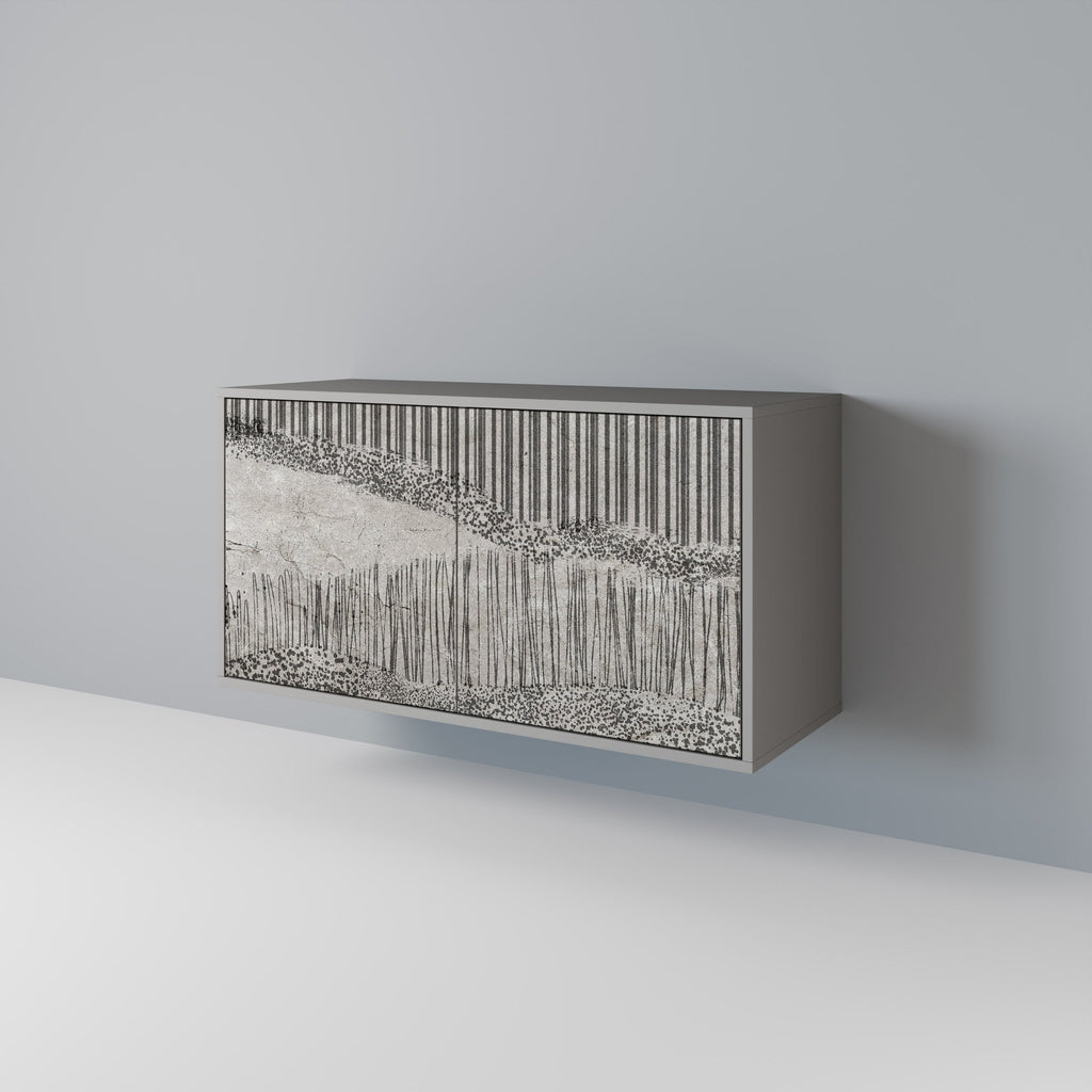 GRAIN LINES Sideboard mit 2 Türen in Grau