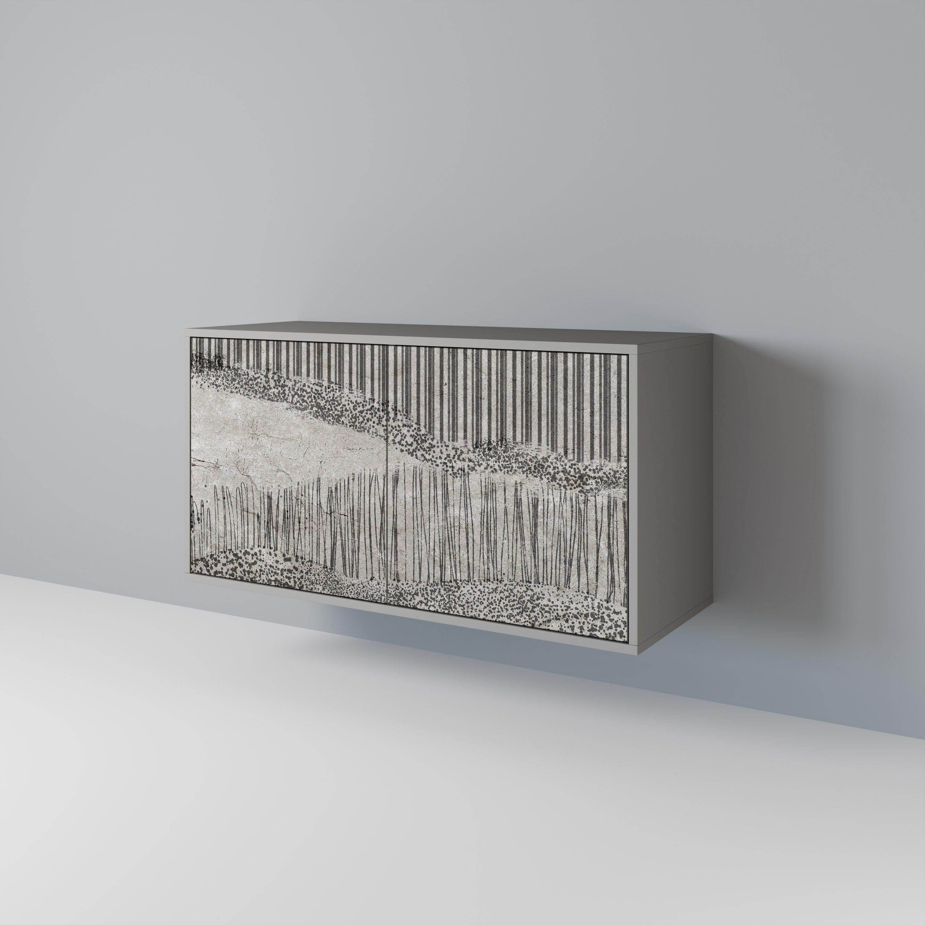 GRAIN LINES Sideboard mit 2 Türen in Grau