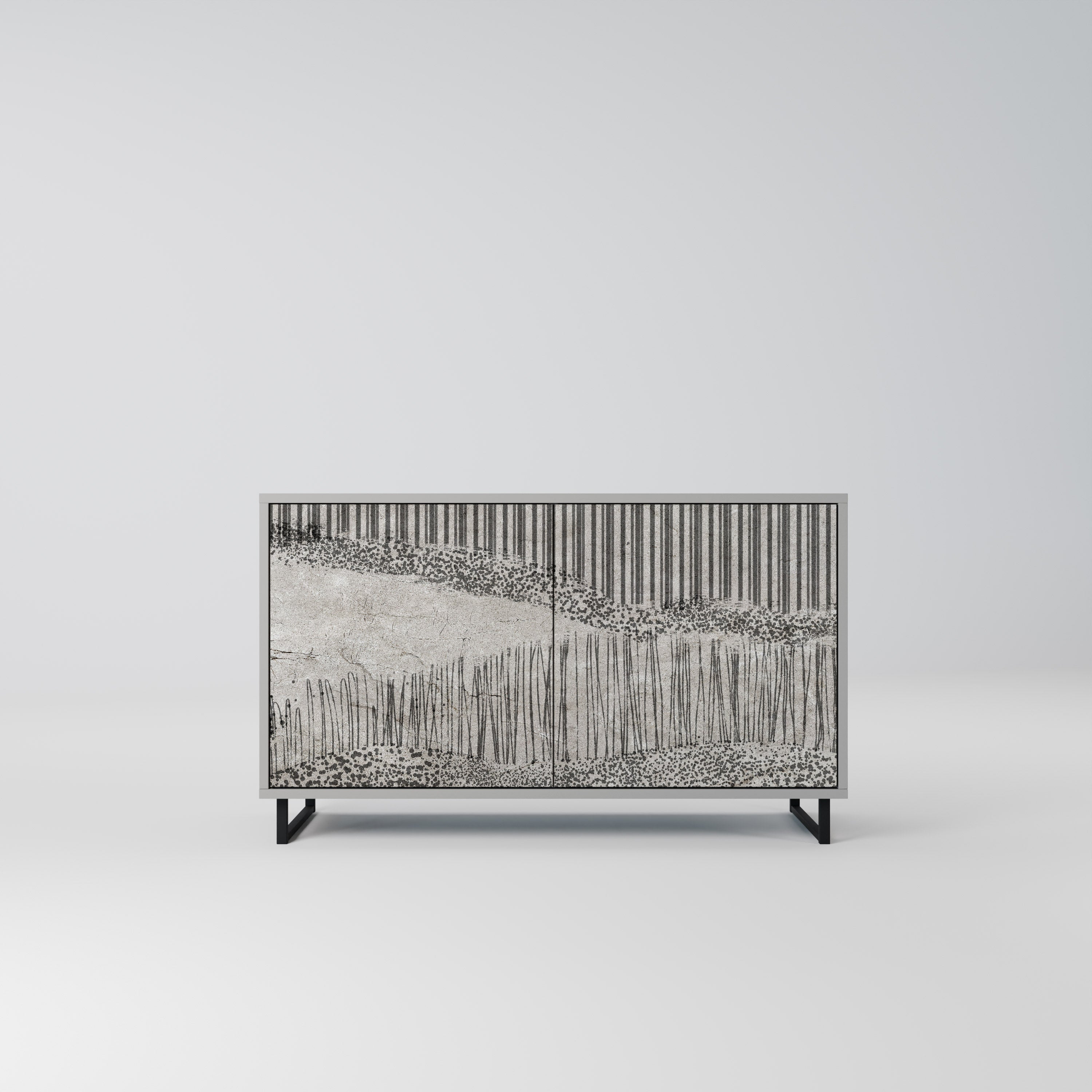GRAIN LINES Sideboard mit 2 Türen in Grau