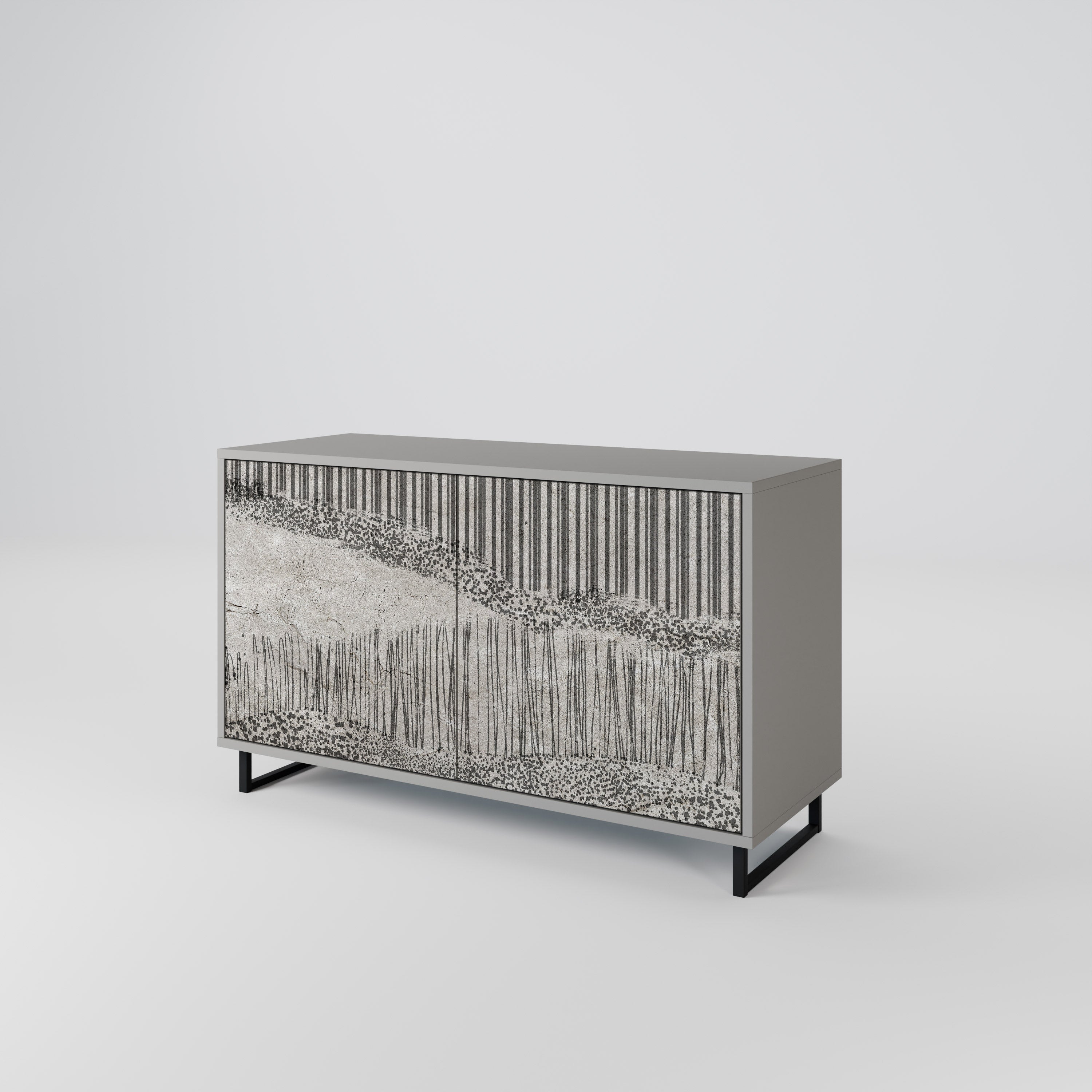 GRAIN LINES Sideboard mit 2 Türen in Grau