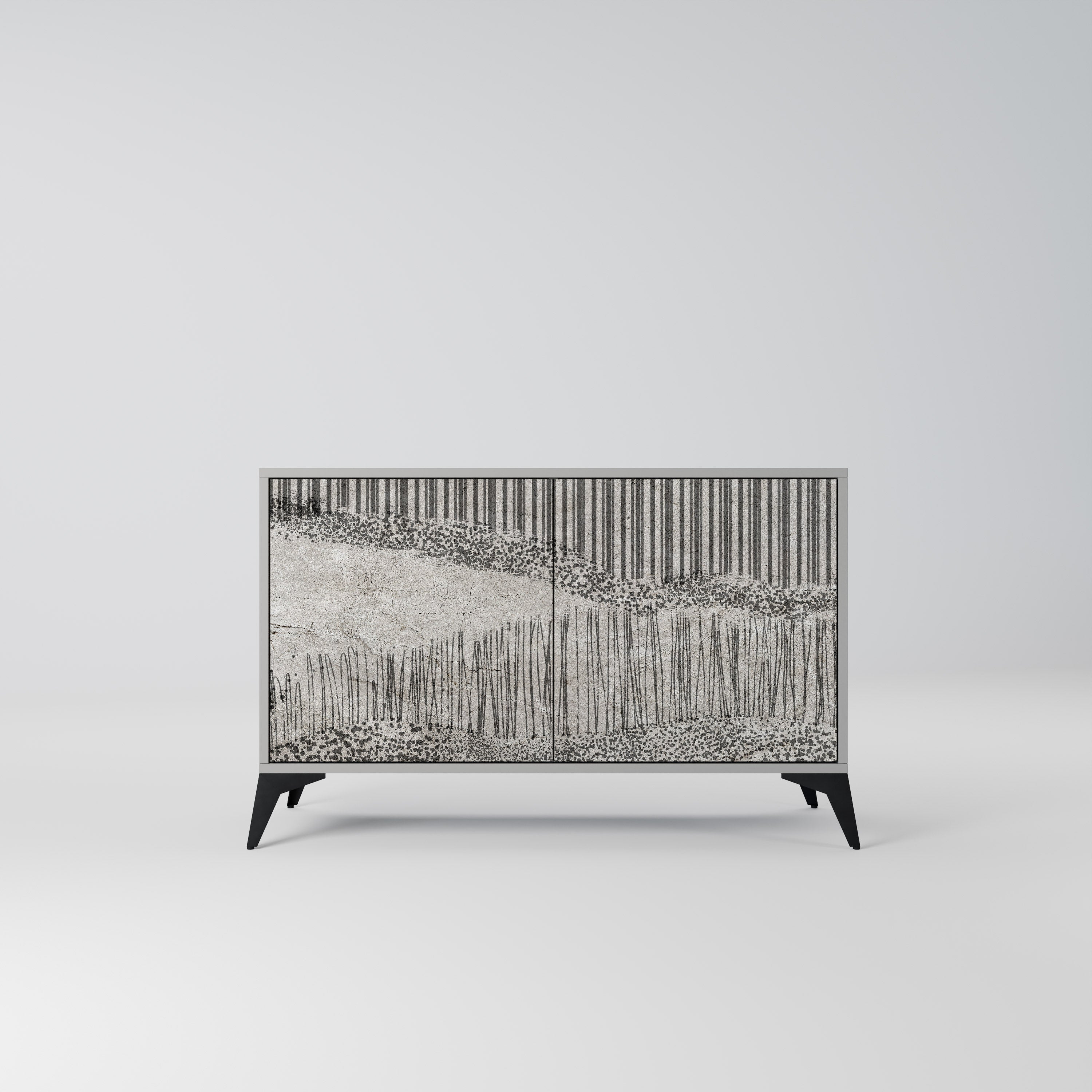 GRAIN LINES Sideboard mit 2 Türen in Grau