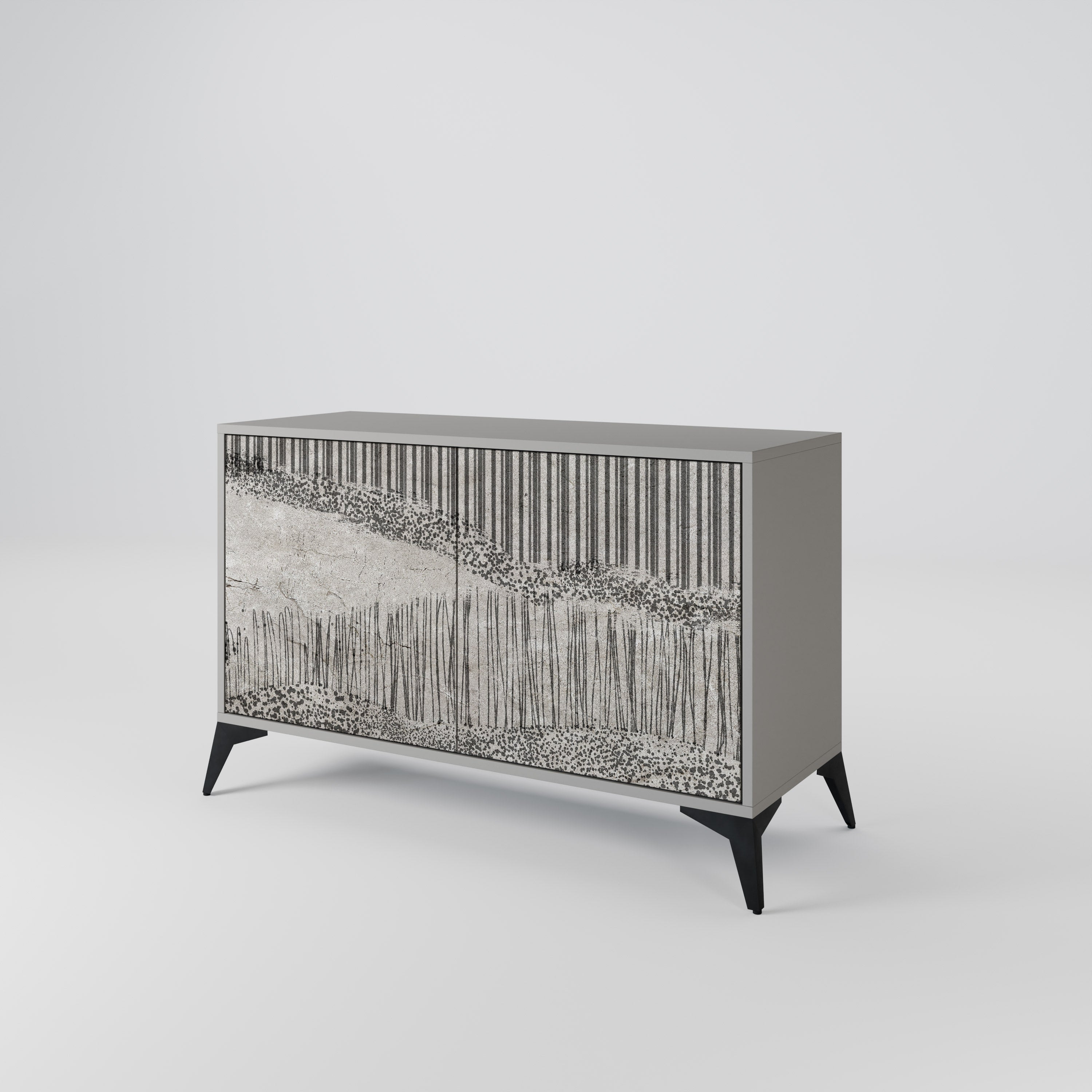 GRAIN LINES Sideboard mit 2 Türen in Grau