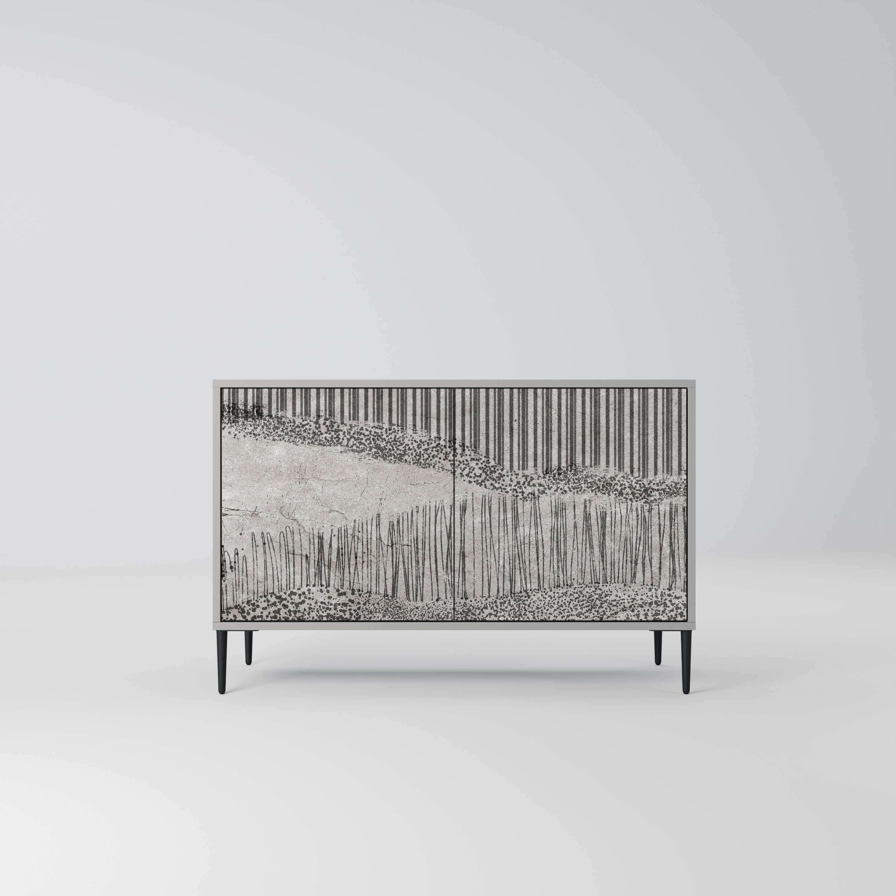 GRAIN LINES Sideboard mit 2 Türen in Grau
