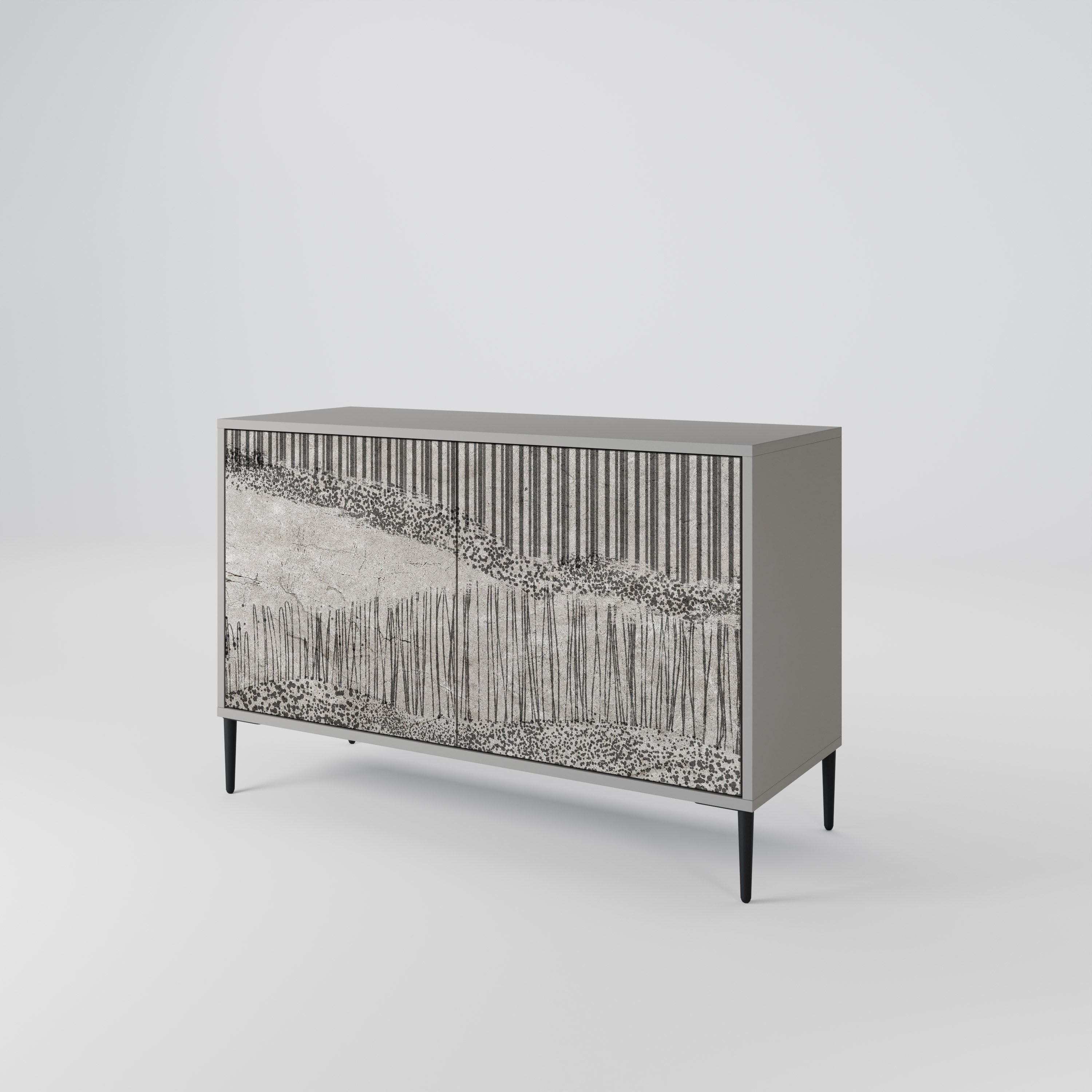 GRAIN LINES Sideboard mit 2 Türen in Grau