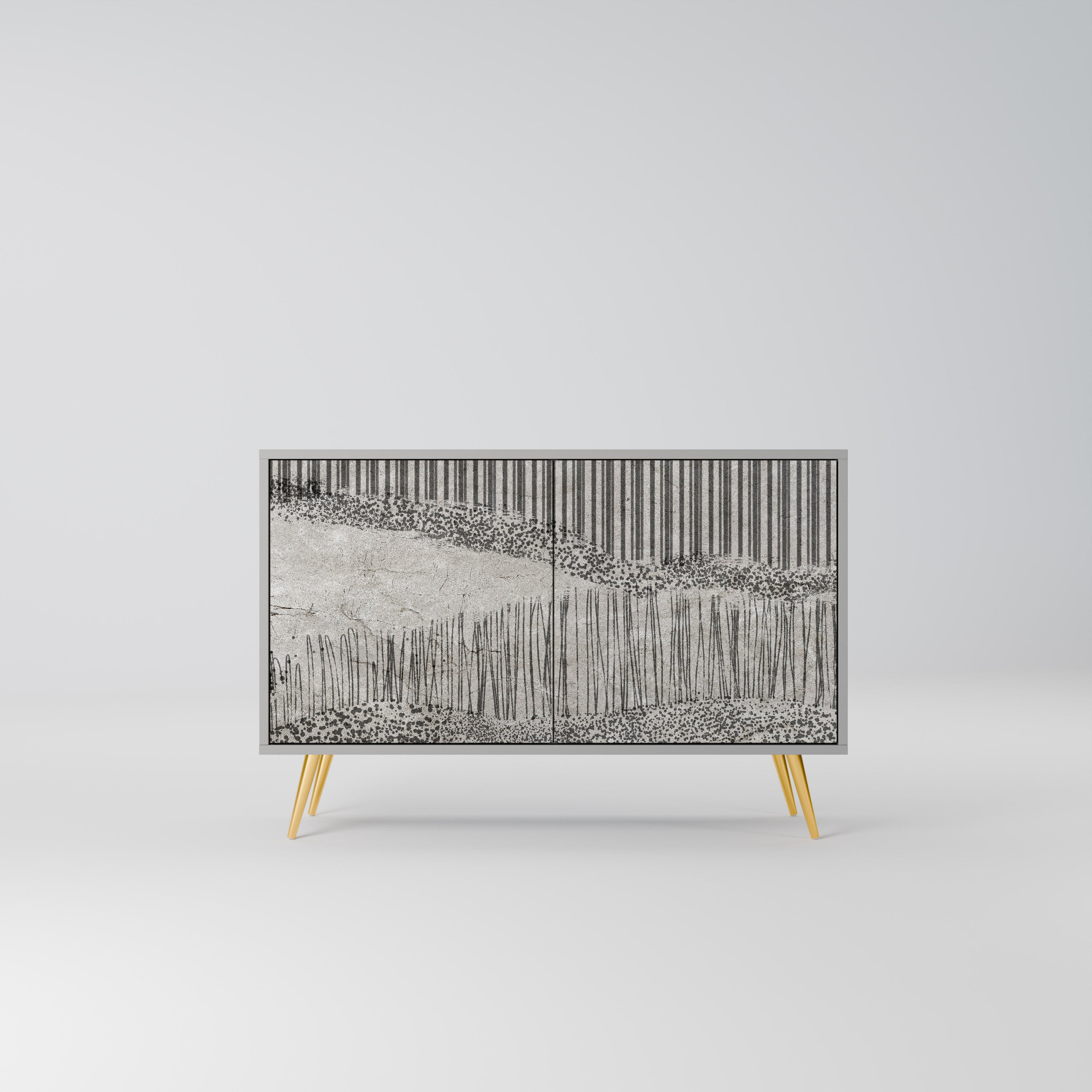 GRAIN LINES Sideboard mit 2 Türen in Grau