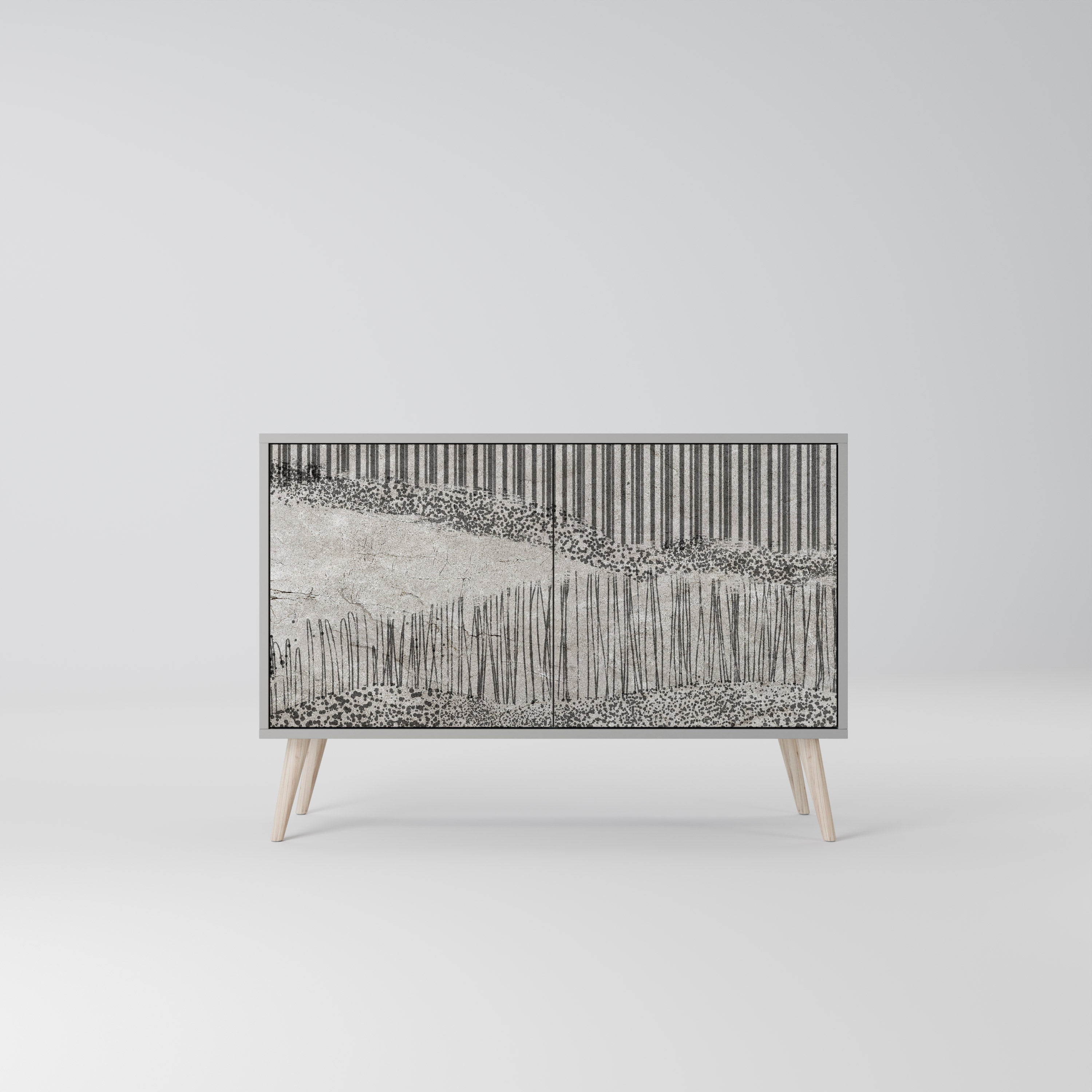GRAIN LINES Sideboard mit 2 Türen in Grau