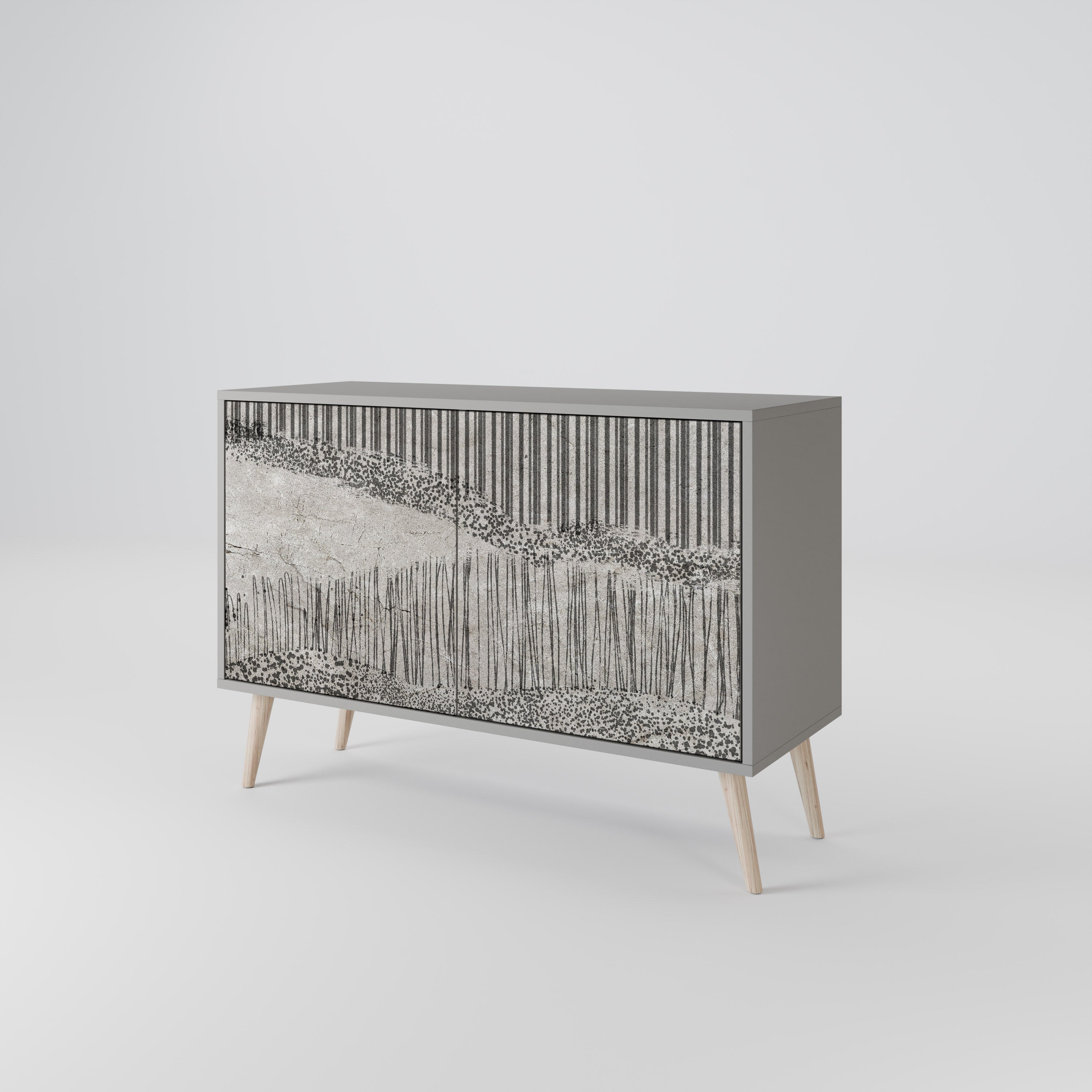 GRAIN LINES Sideboard mit 2 Türen in Grau