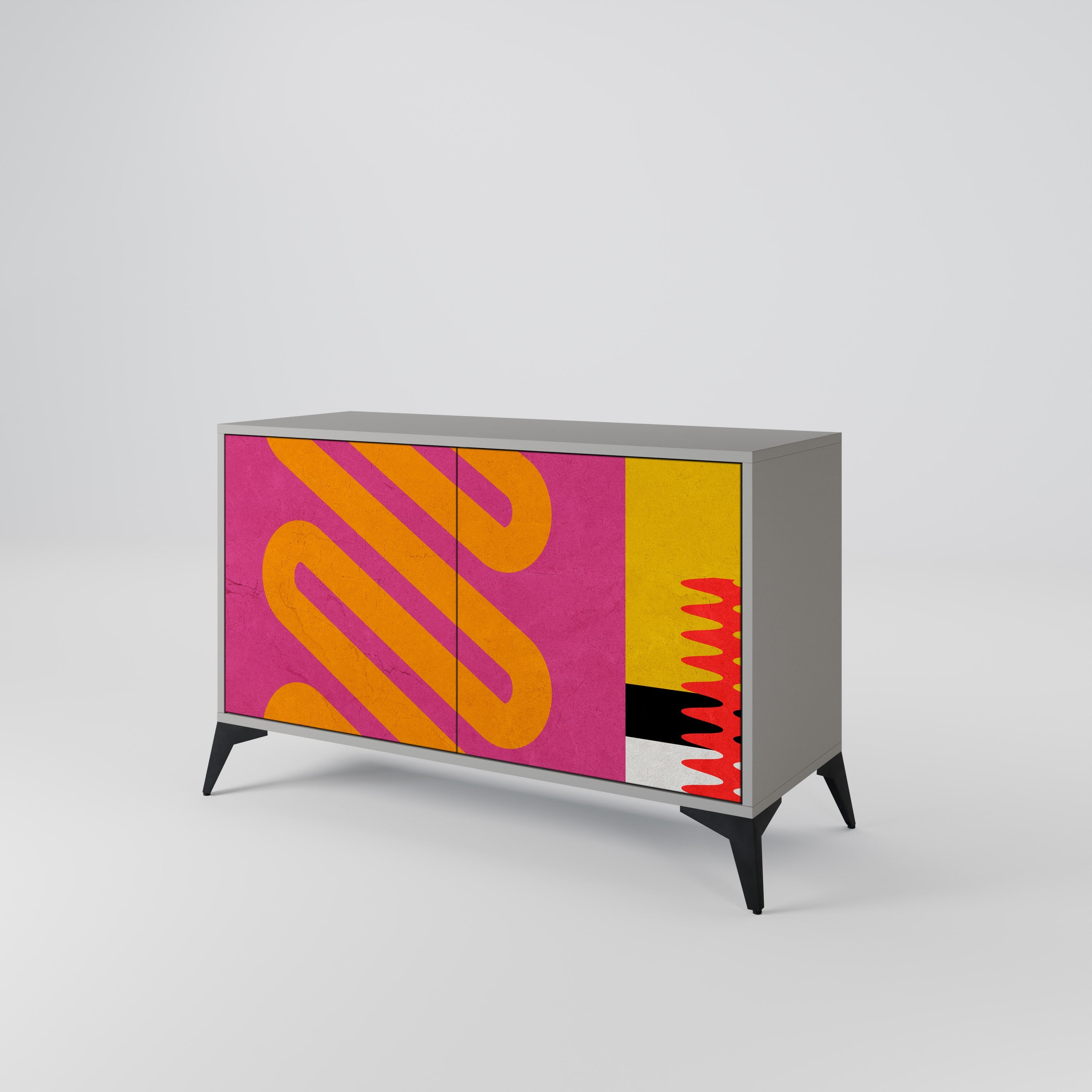 VIVID ART Sideboard mit 2 Türen in Grau
