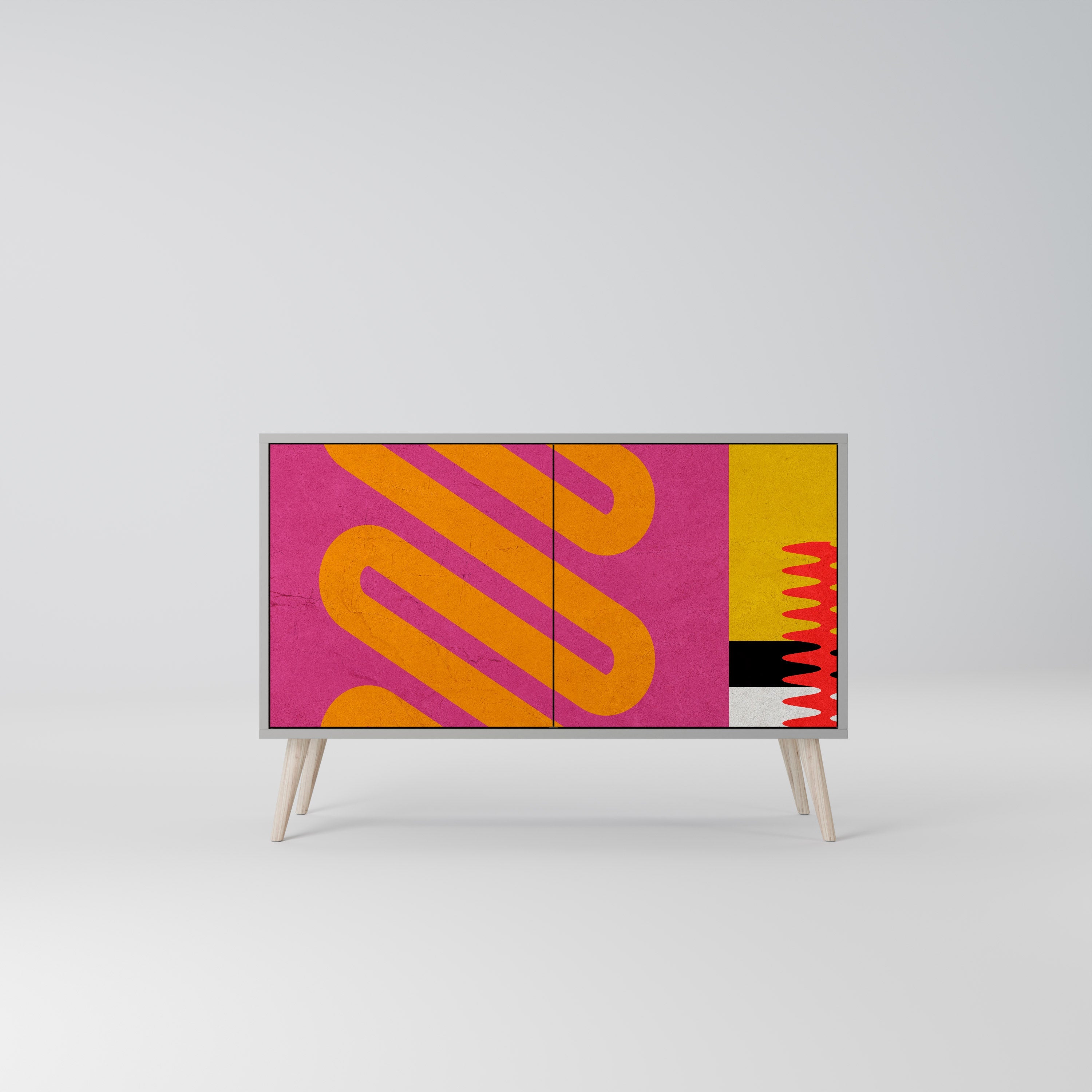 VIVID ART Sideboard mit 2 Türen in Grau