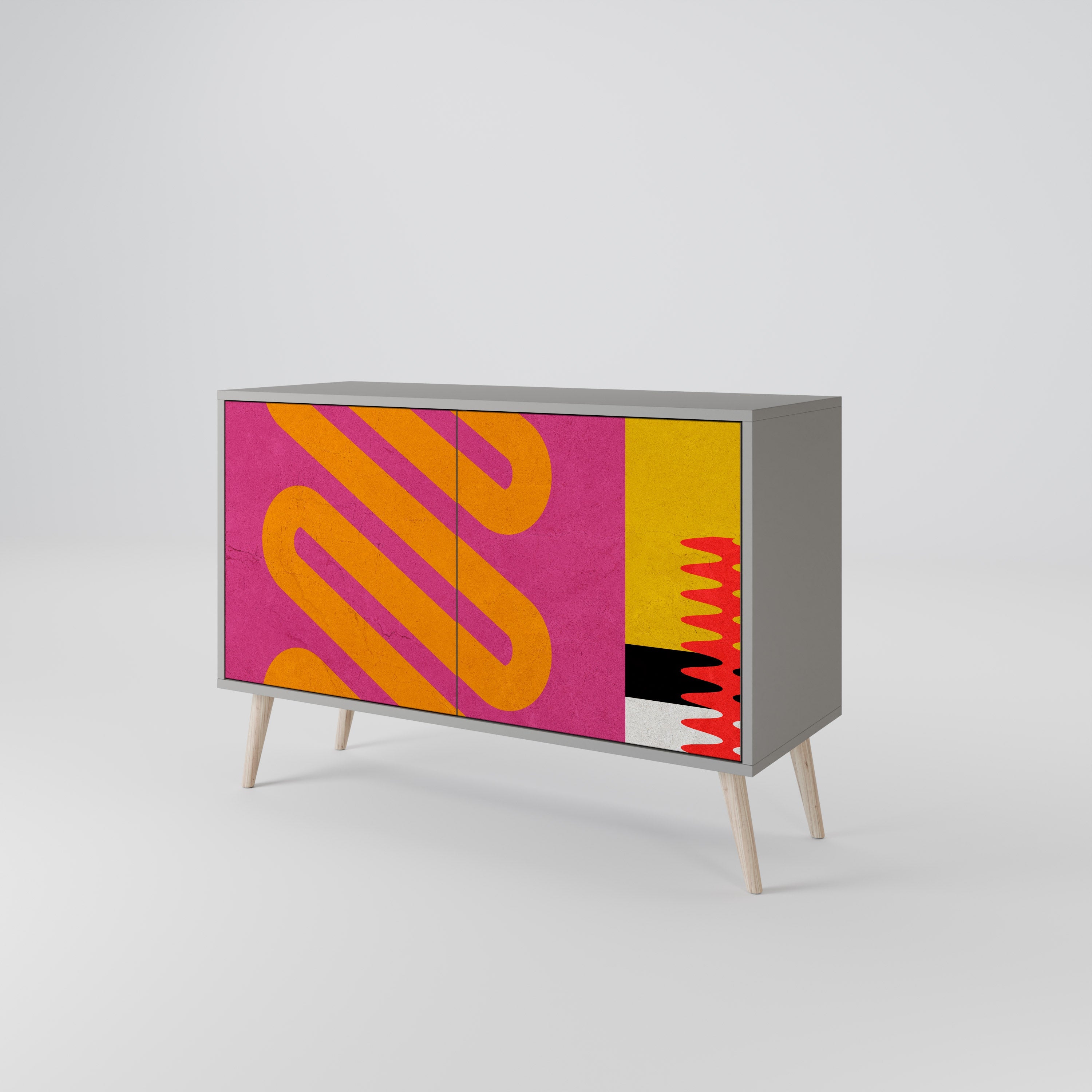 VIVID ART Sideboard mit 2 Türen in Grau