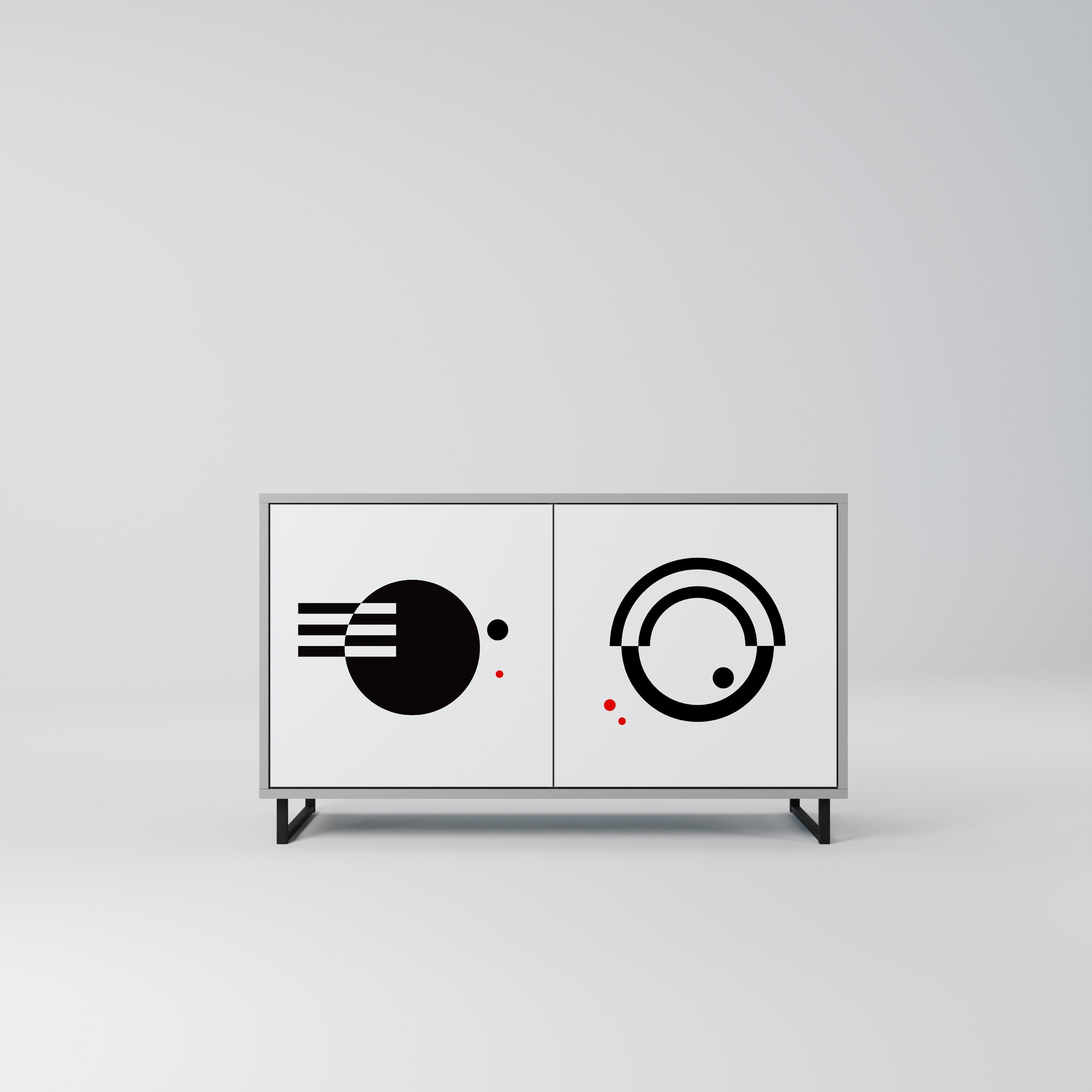 BLACK AND WHITE COMBINATION Sideboard mit 2 Türen in Grau