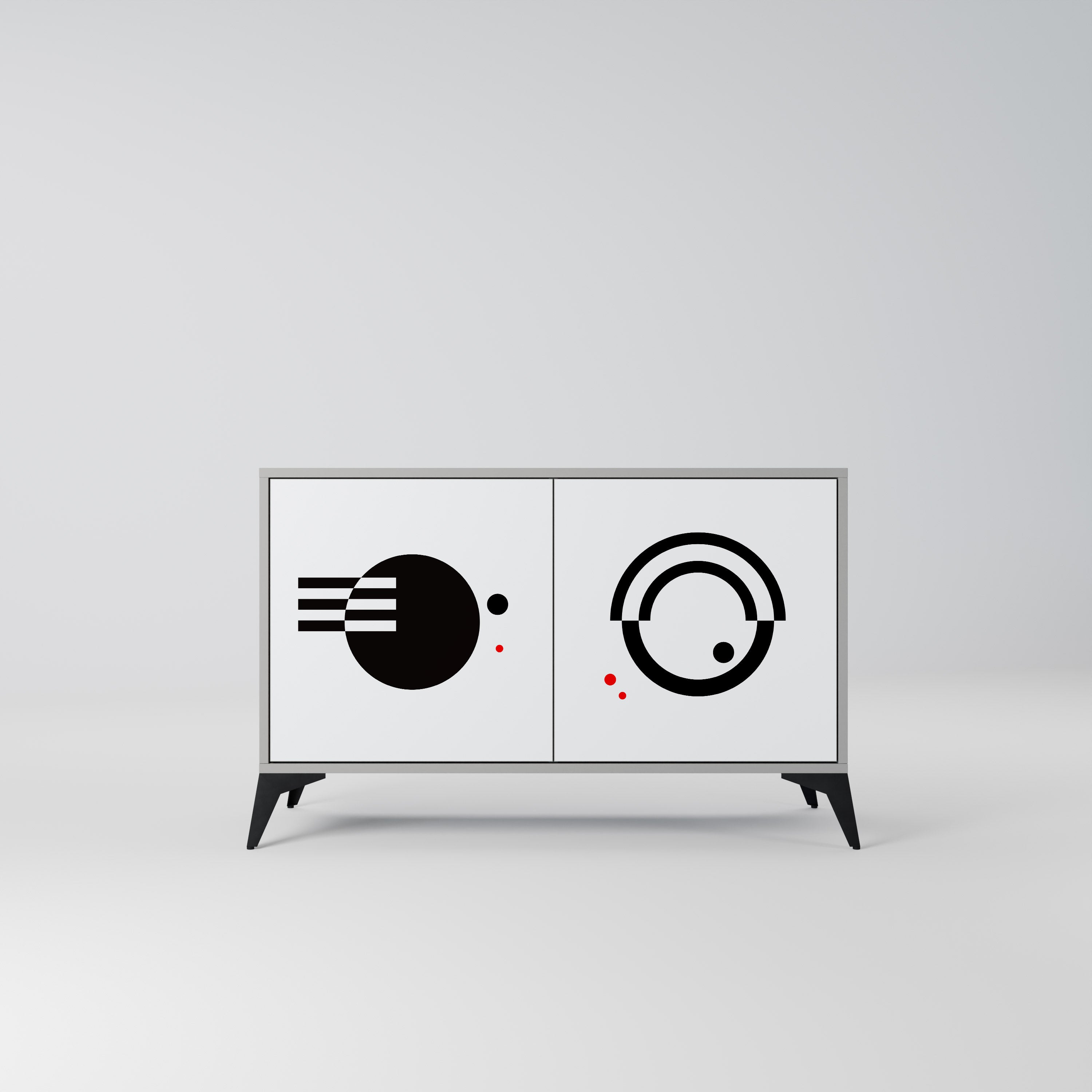 BLACK AND WHITE COMBINATION Sideboard mit 2 Türen in Grau