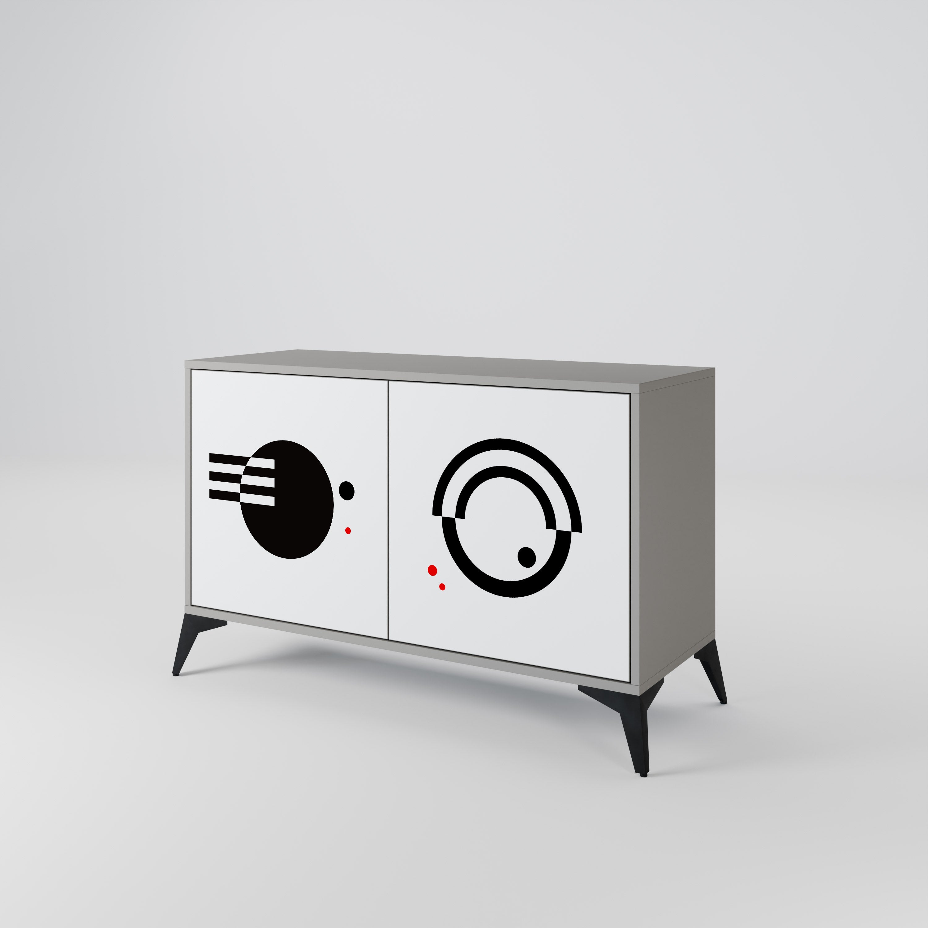 BLACK AND WHITE COMBINATION Sideboard mit 2 Türen in Grau