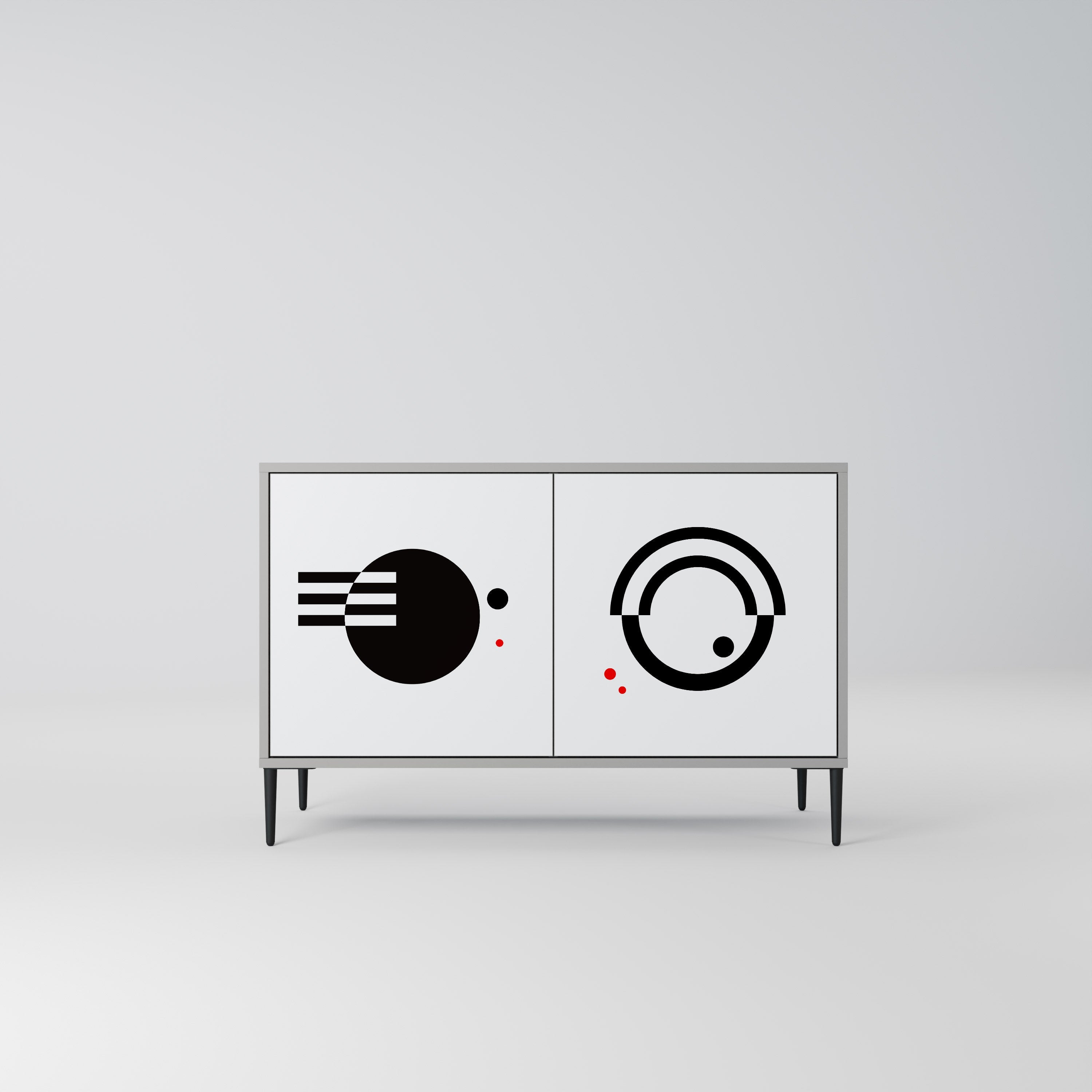 BLACK AND WHITE COMBINATION Sideboard mit 2 Türen in Grau