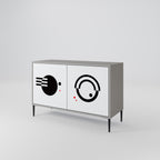 BLACK AND WHITE COMBINATION Sideboard mit 2 Türen in Grau