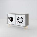 BLACK AND WHITE COMBINATION Sideboard mit 2 Türen in Grau