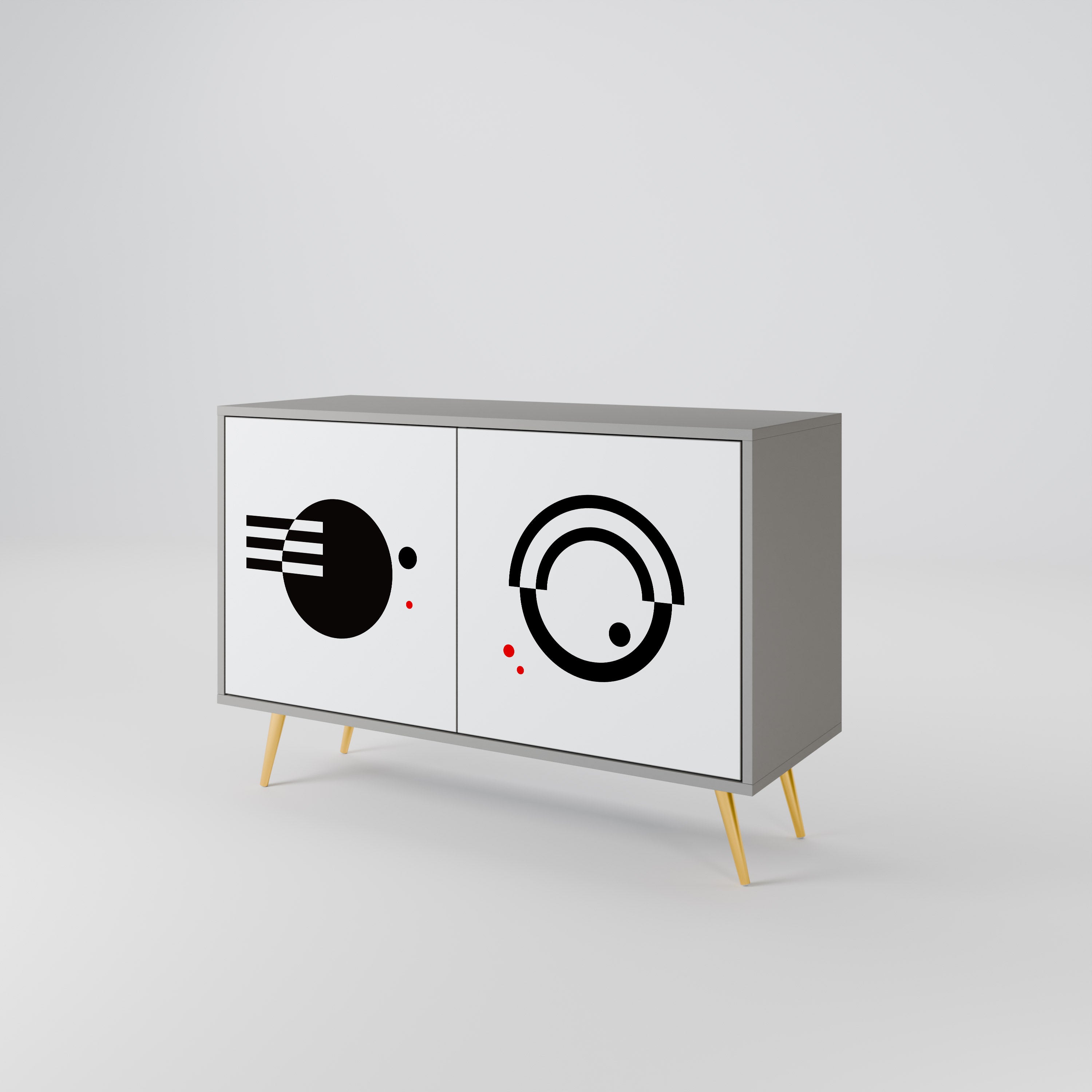 BLACK AND WHITE COMBINATION Sideboard mit 2 Türen in Grau