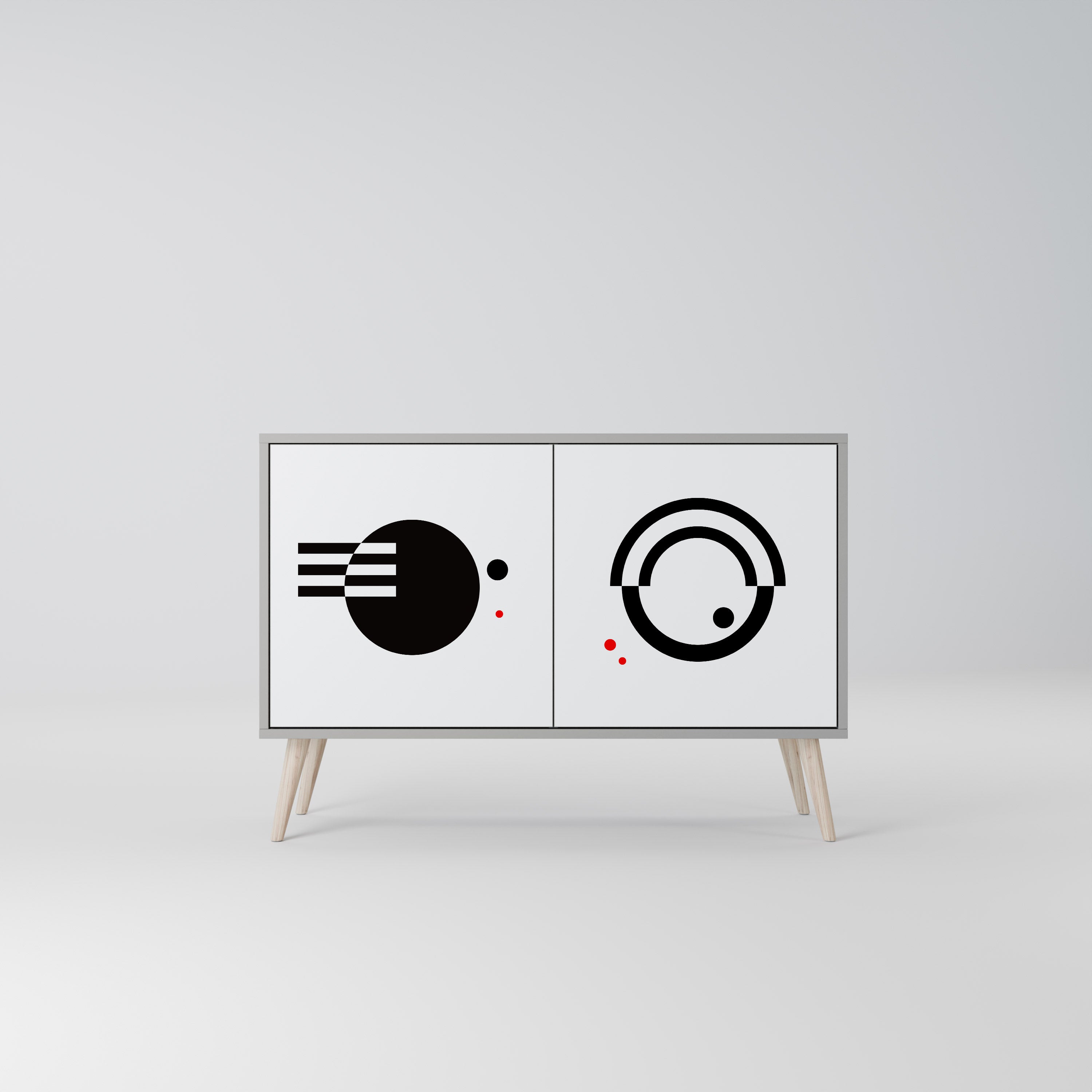 BLACK AND WHITE COMBINATION Sideboard mit 2 Türen in Grau