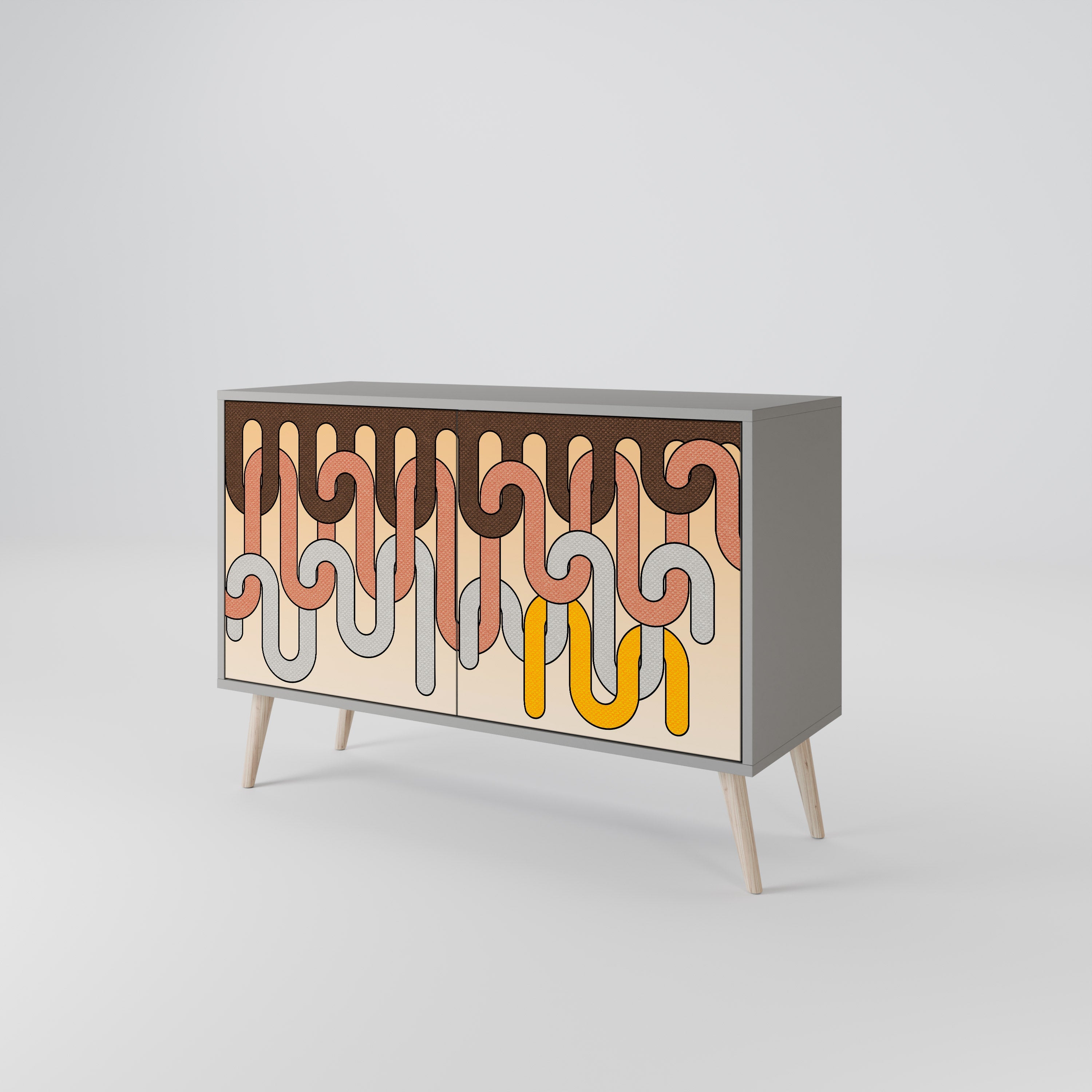 COLORFUL STRINGS Sideboard mit 2 Türen in Grau