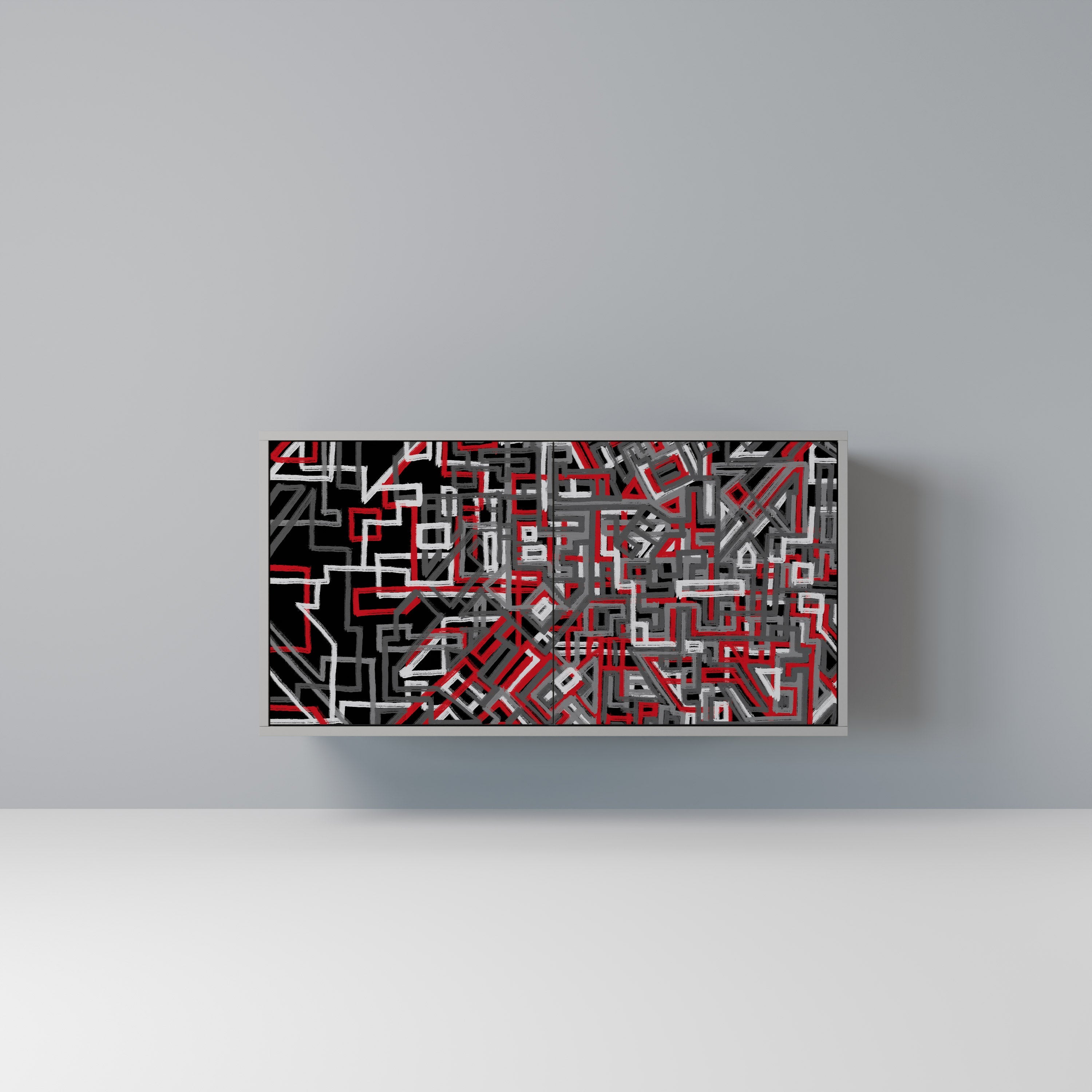 BROKEN LINES Sideboard mit 2 Türen in Grau