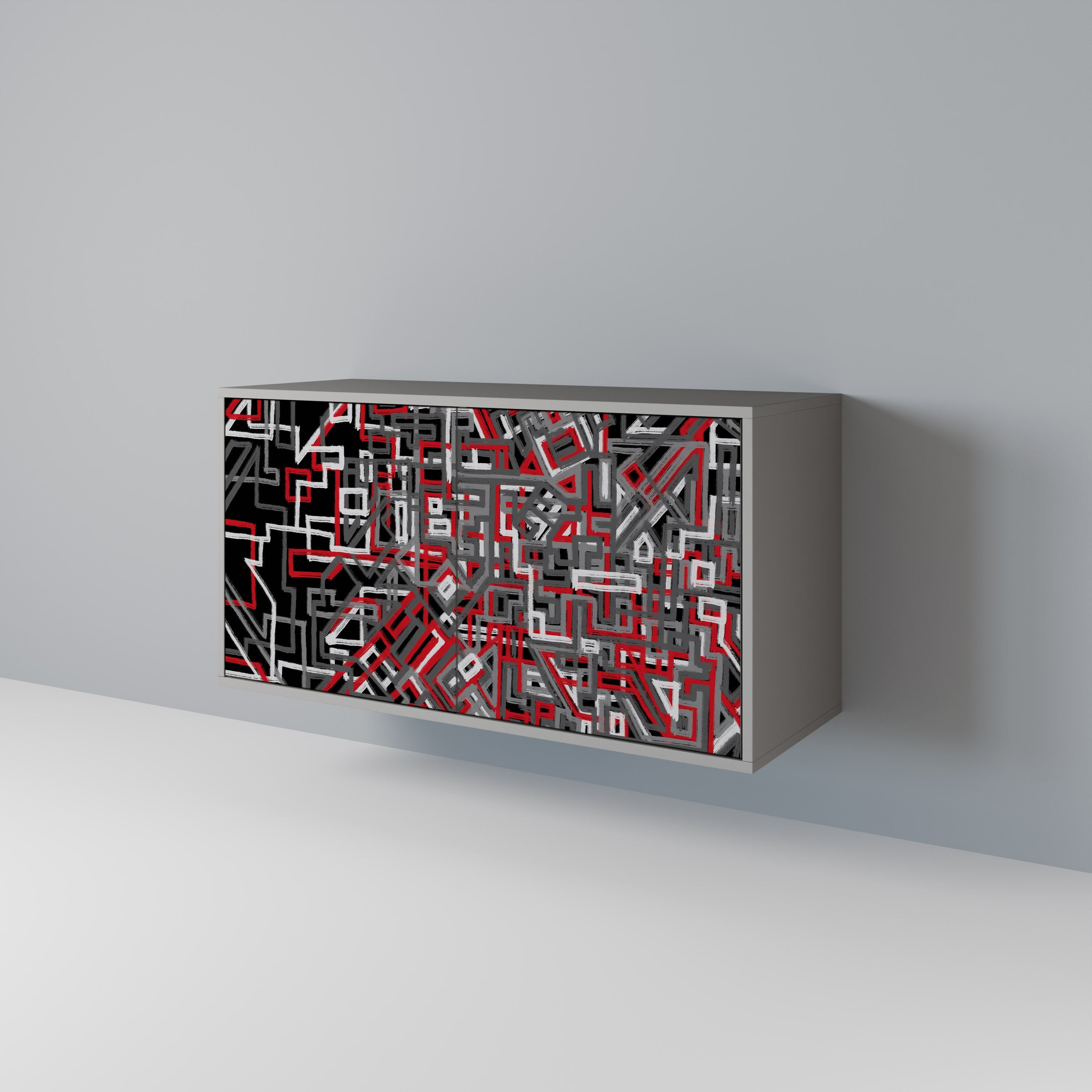 BROKEN LINES Sideboard mit 2 Türen in Grau